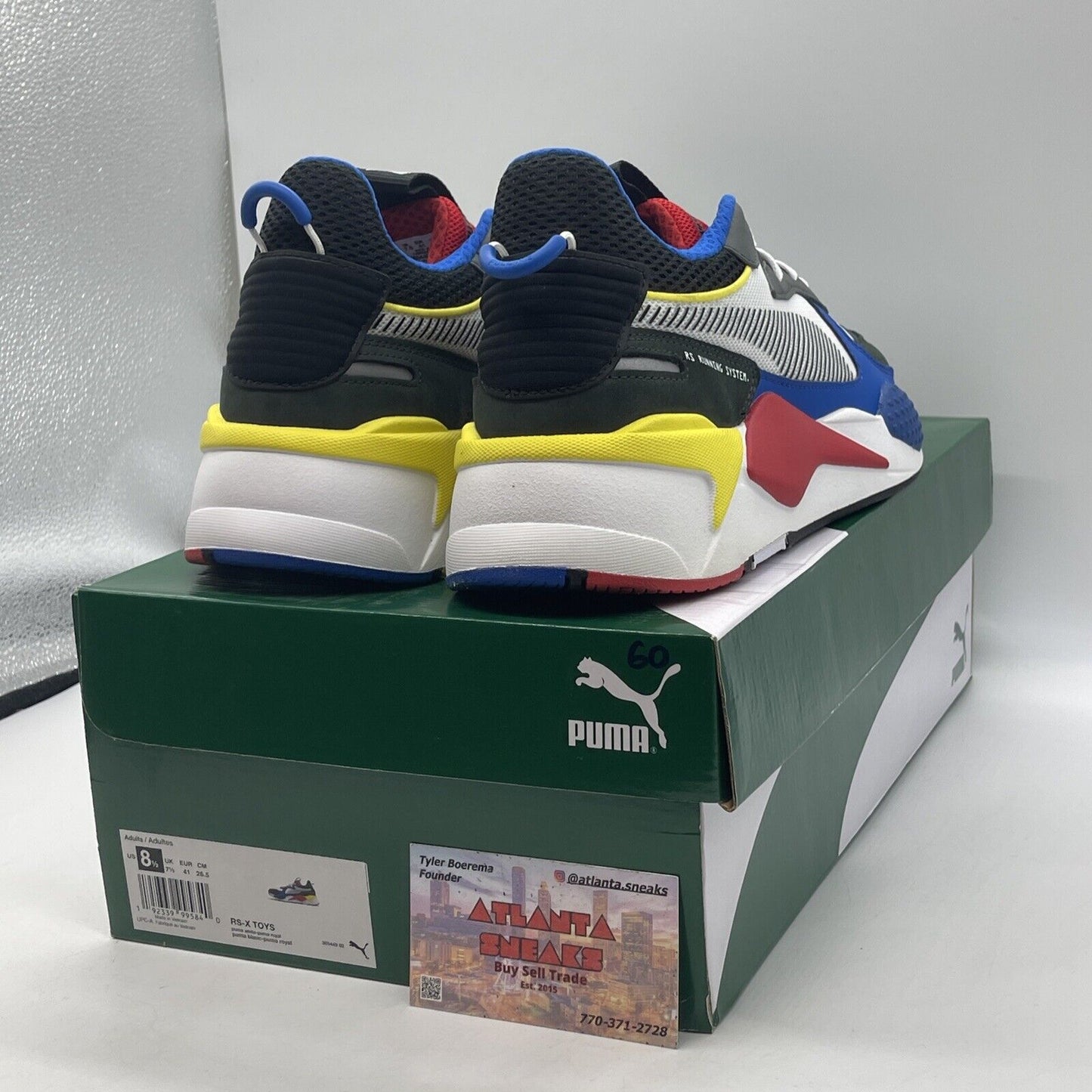 Size 8.5 - PUMA RS-X Toys White Yellow Red Black Suede Leather (369449-02)