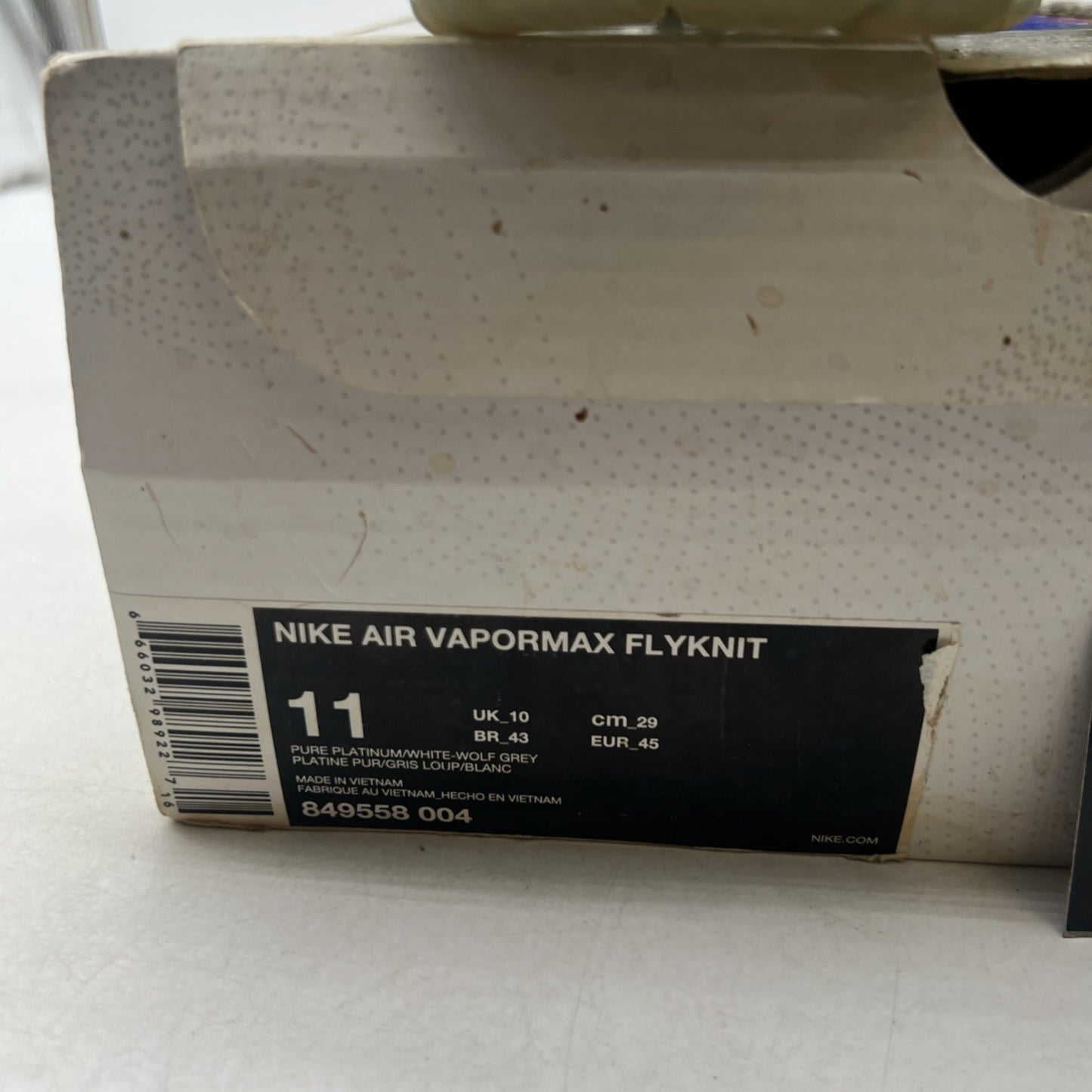 Size 11 - Nike Air VaporMax Pure Platinum (849558-004)