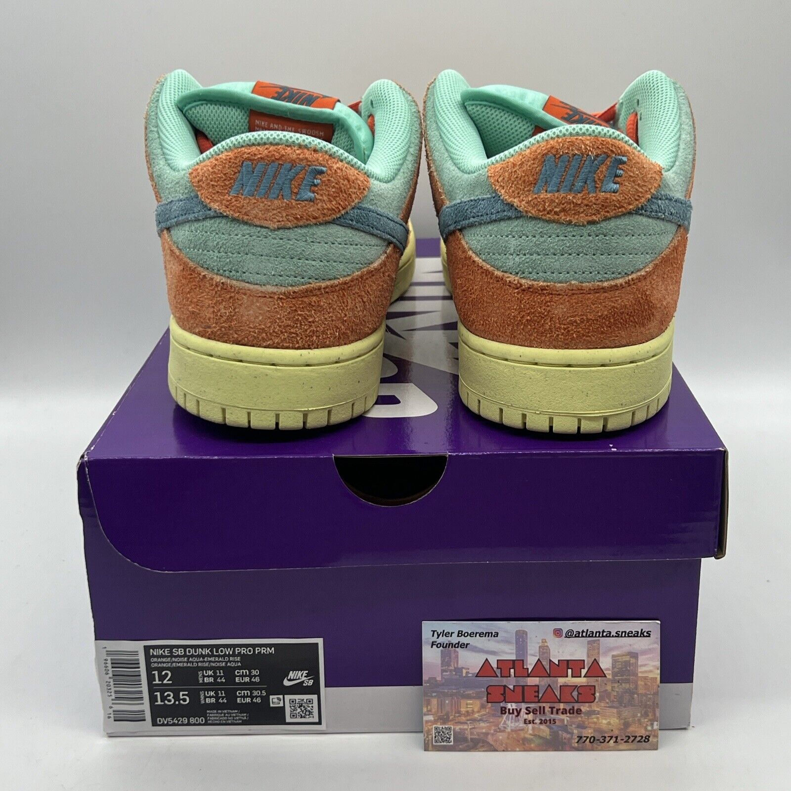 Size 12 - Nike SB Dunk Low Orange Emerald Rise Brand New Og All