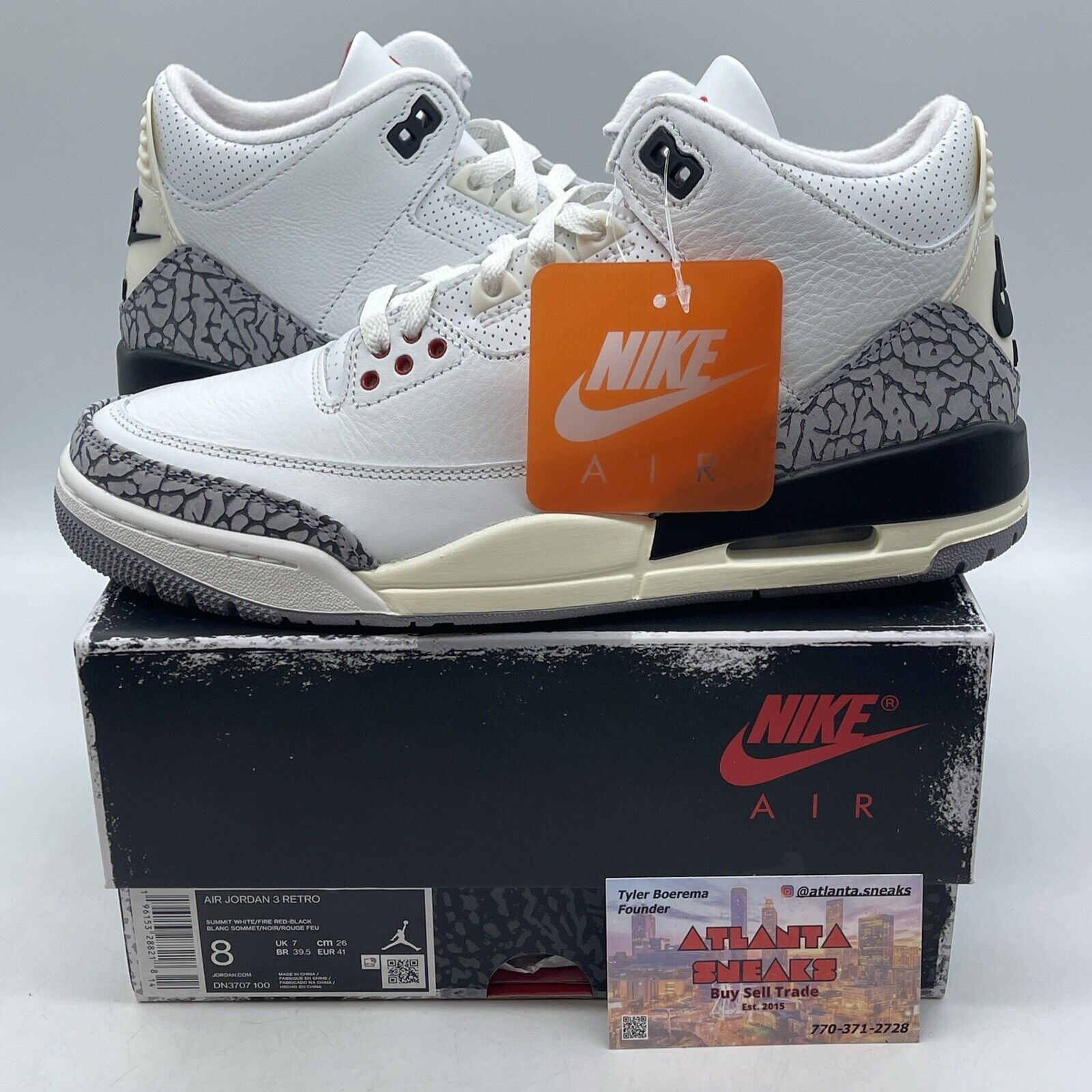 Size 8 - Jordan 3 Retro Mid White Cement Reimagined White Leather (DN3707-100)