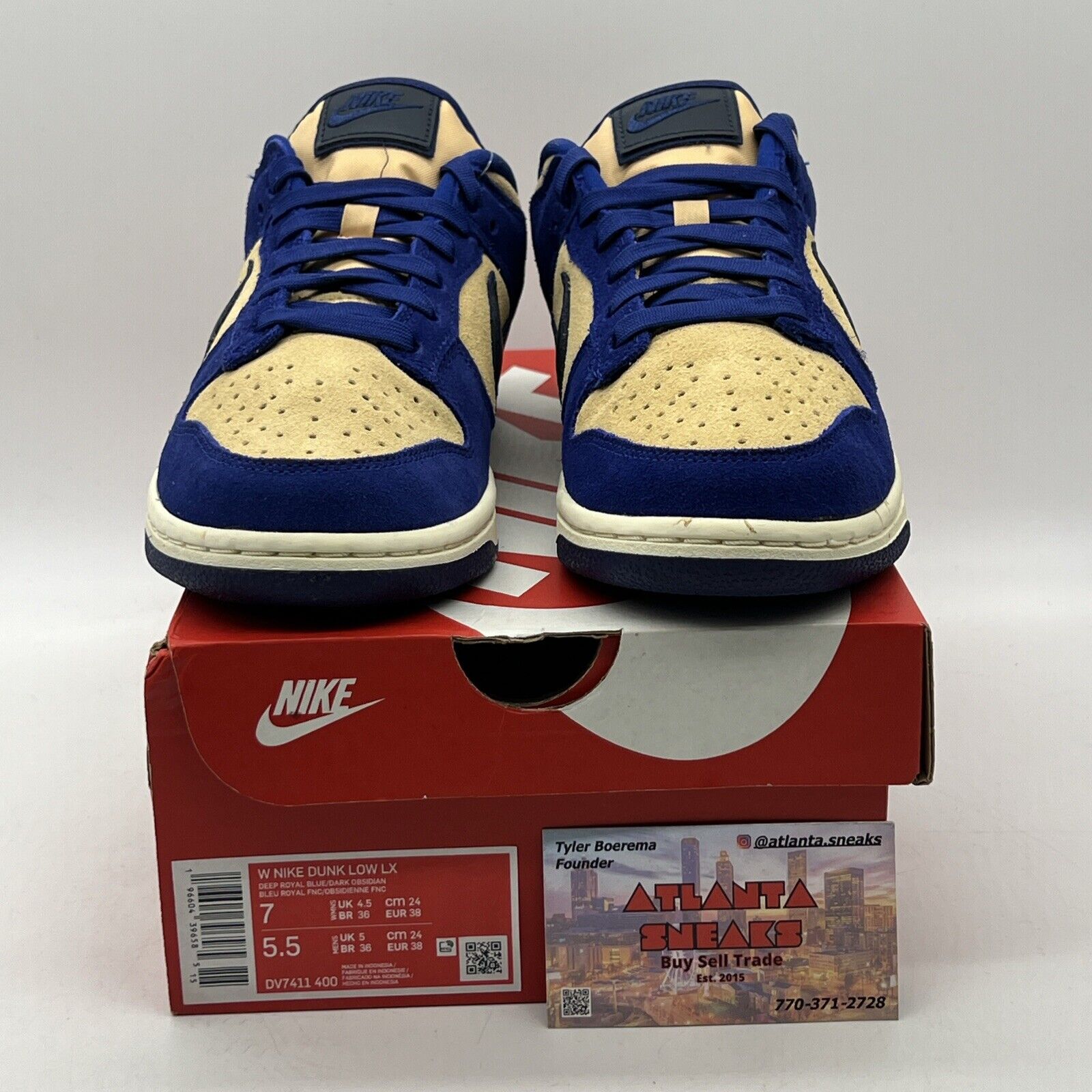 Size 7 - Nike Dunk LX Blue Suede W Blue Tan Suede White Black (DV7411-400)