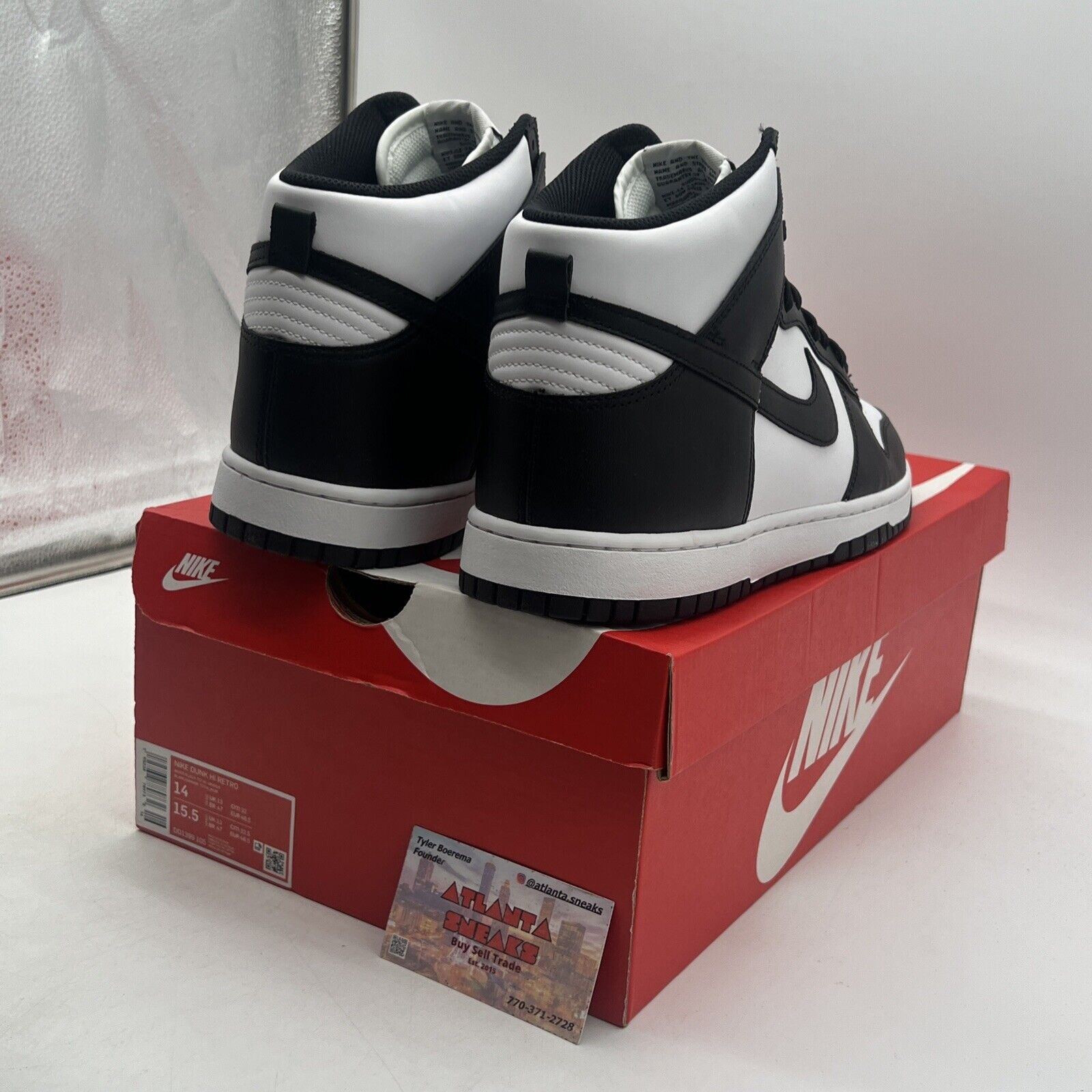 Size 14 - Nike Dunk High Black White Leather (DD1399-105)