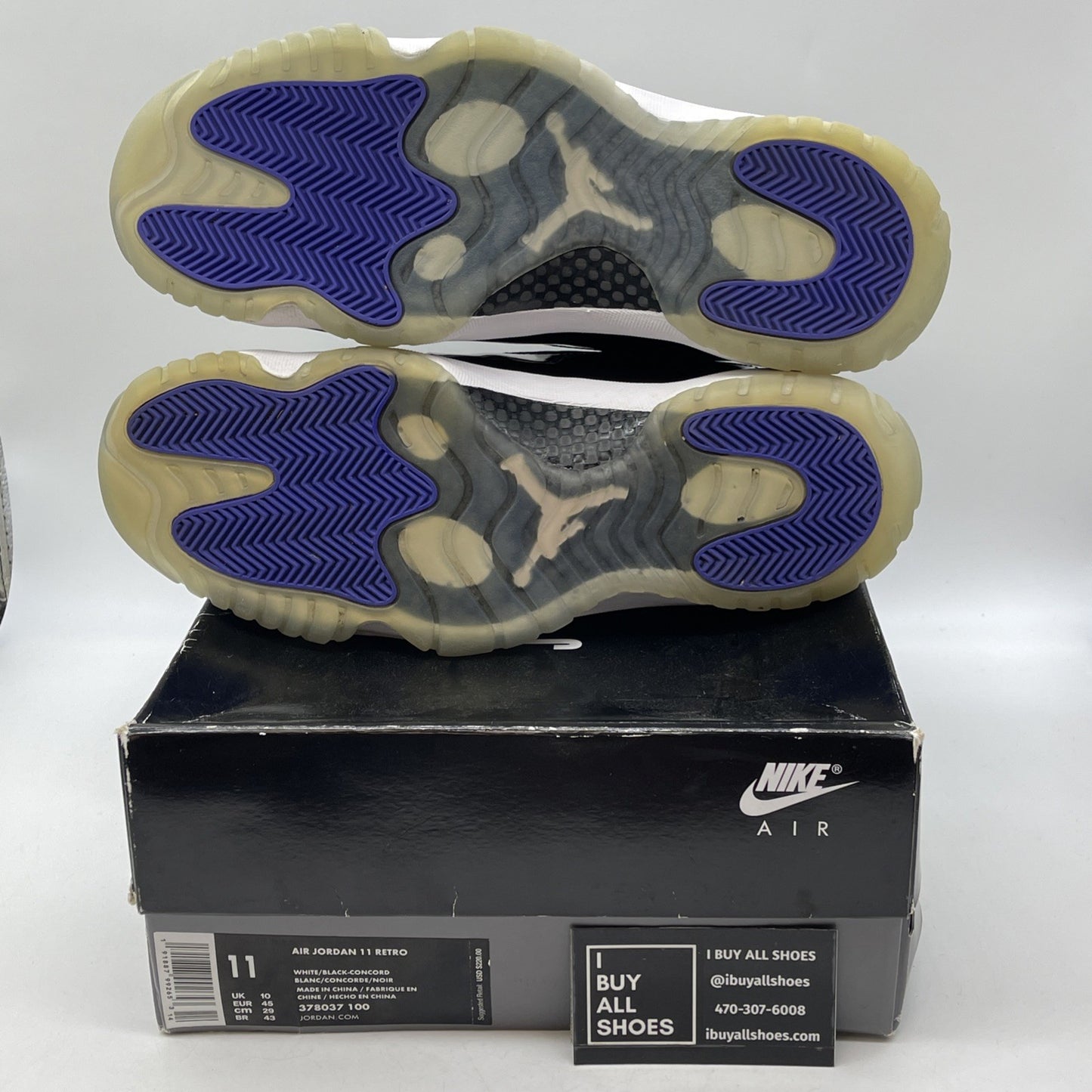 Size 11 - Jordan 11 Retro High Concord Black White Leather (378037-100)