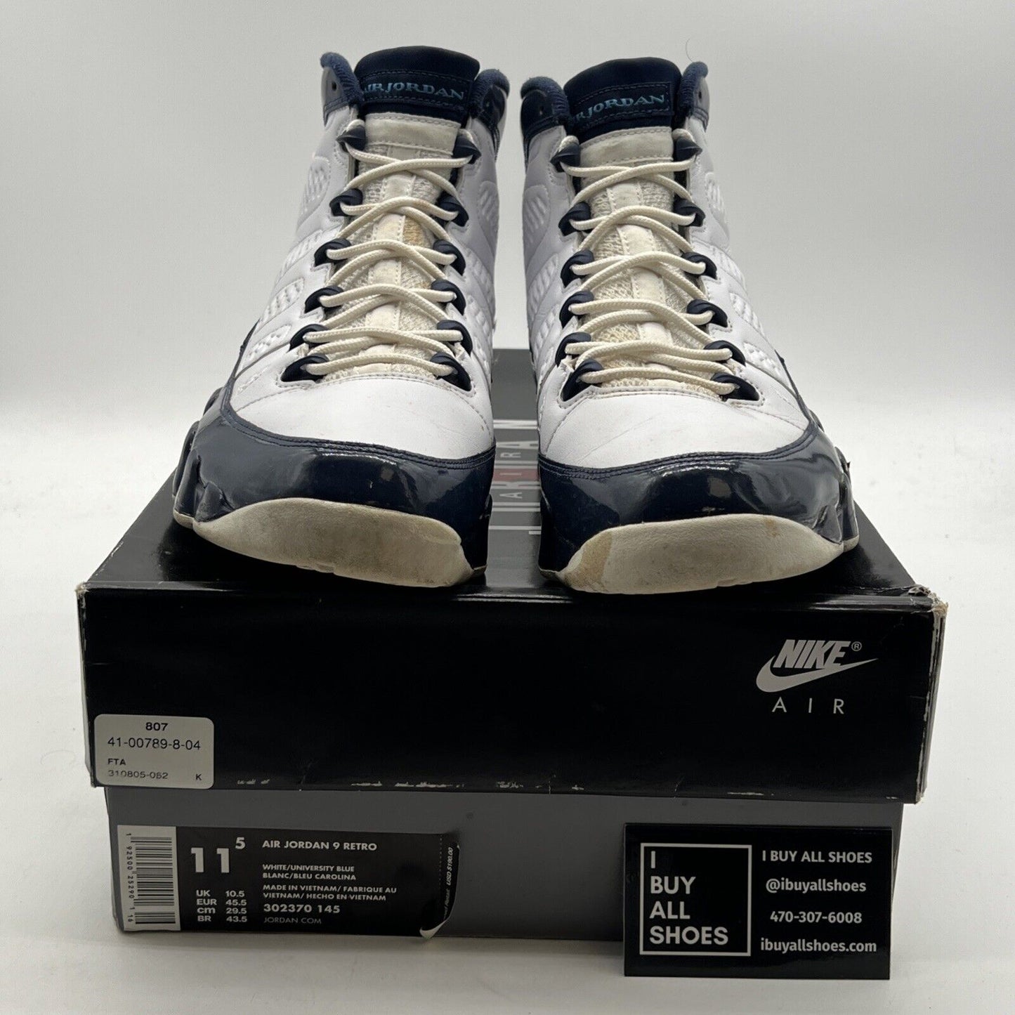 Size 11.5 - Air Jordan 9 Retro UNC (302370-145)