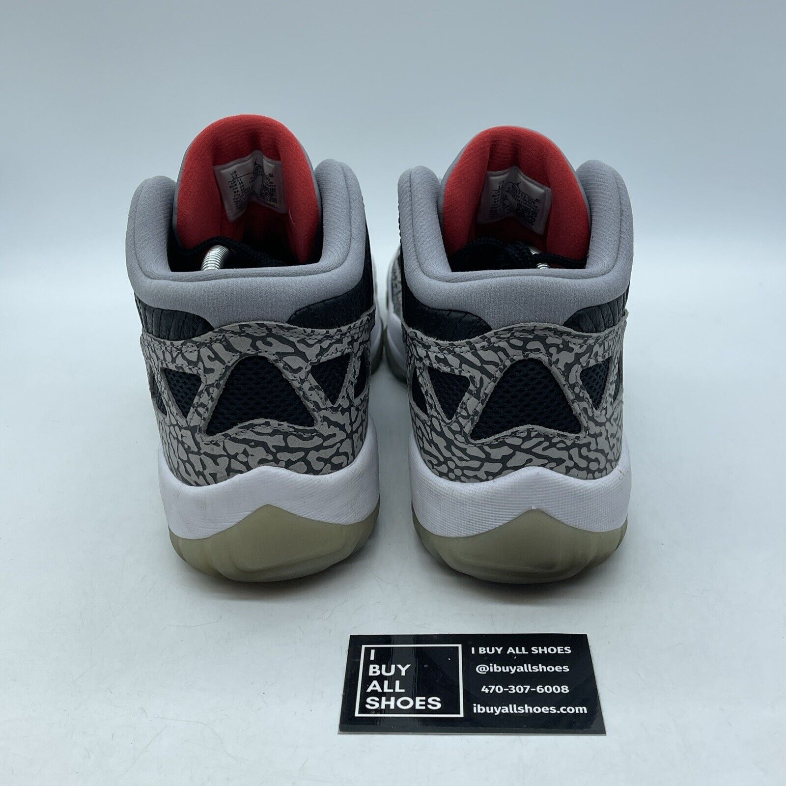 Size 12 - Air Jordan 11 Retro IE Low Black Cement Black Grey White (919712-006)