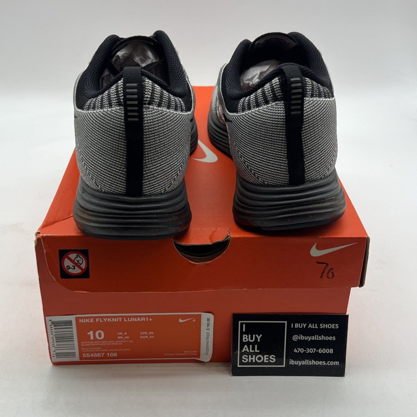 Size 10 - Nike Flyknit Lunar 1+ Gray (554887-106)