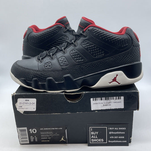 Size 10 - Air Jordan 9 Retro Low Snakeskin  Black Red Leather (832822-001)