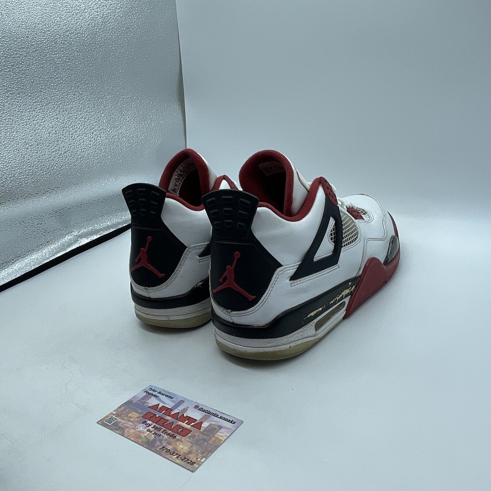 Size 10 - Jordan 4 Retro Fire Red 2012 Black White Leather (308497-110)