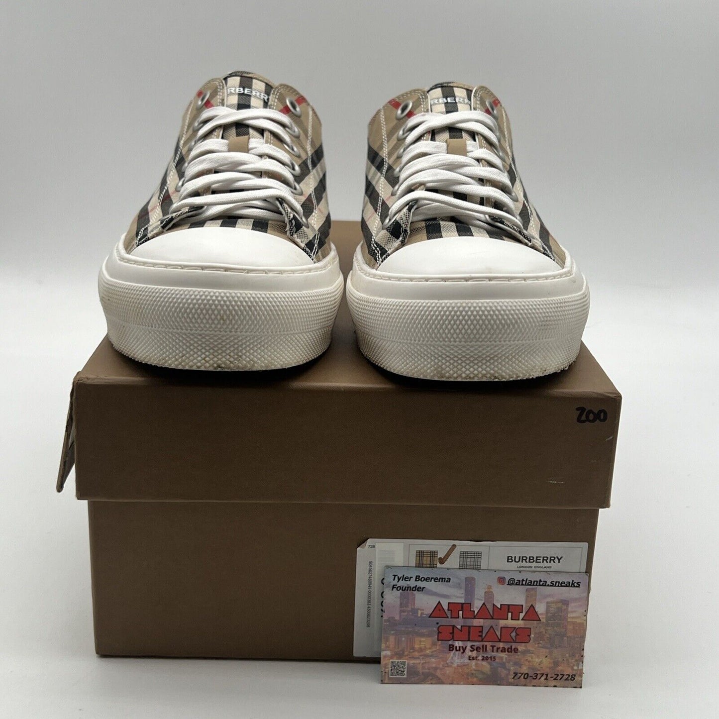 Size 12 - Burberry vintage check canvas low  top sneakers( Authentic)