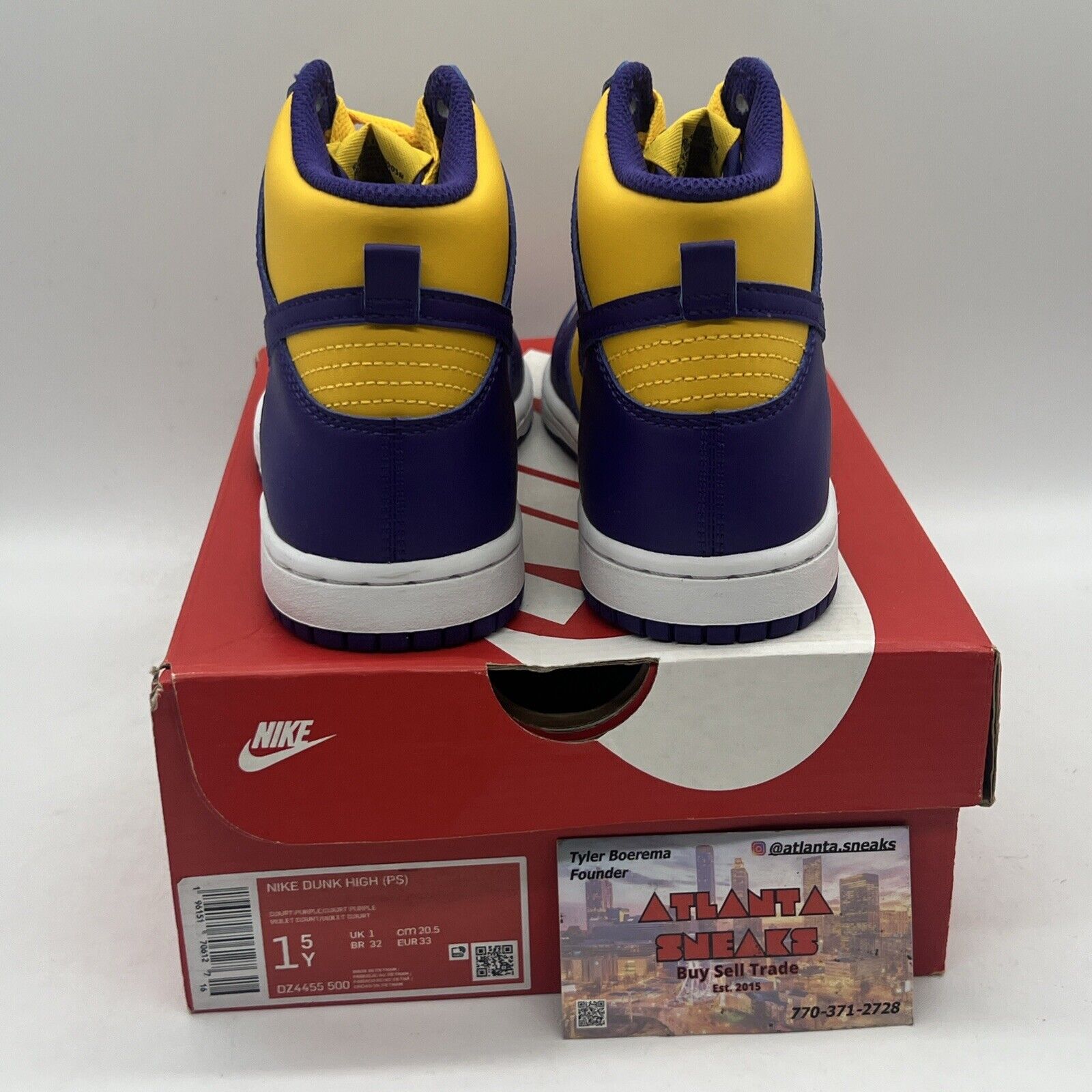 NIKE DUNK HIGH (PS) LAKERS COURT PURPLE DZ4455 500 Size 1.5Y Brand New Og All