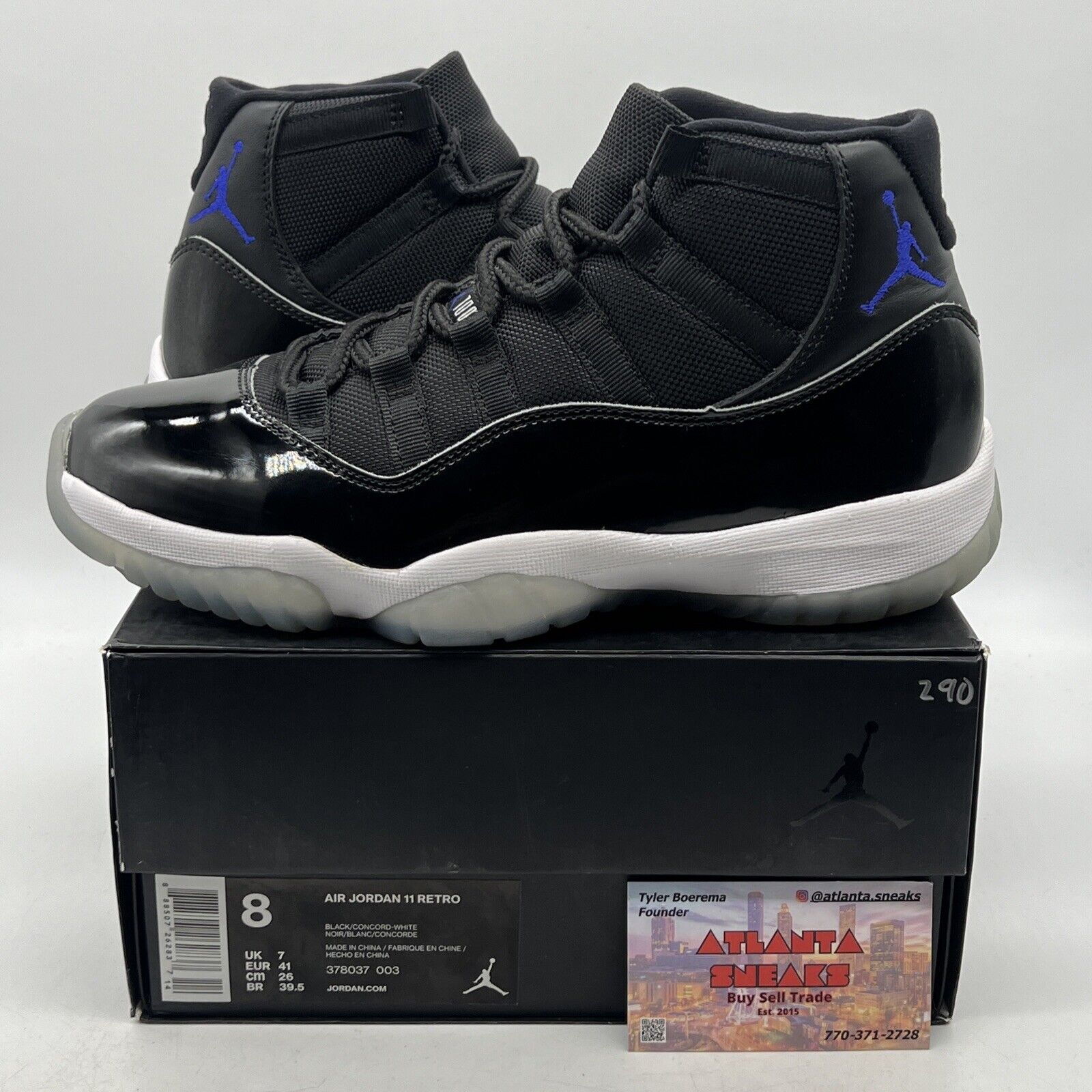 Size 8 - Jordan 11 Retro High Space Jam Black White Icey Leather (378037-003)