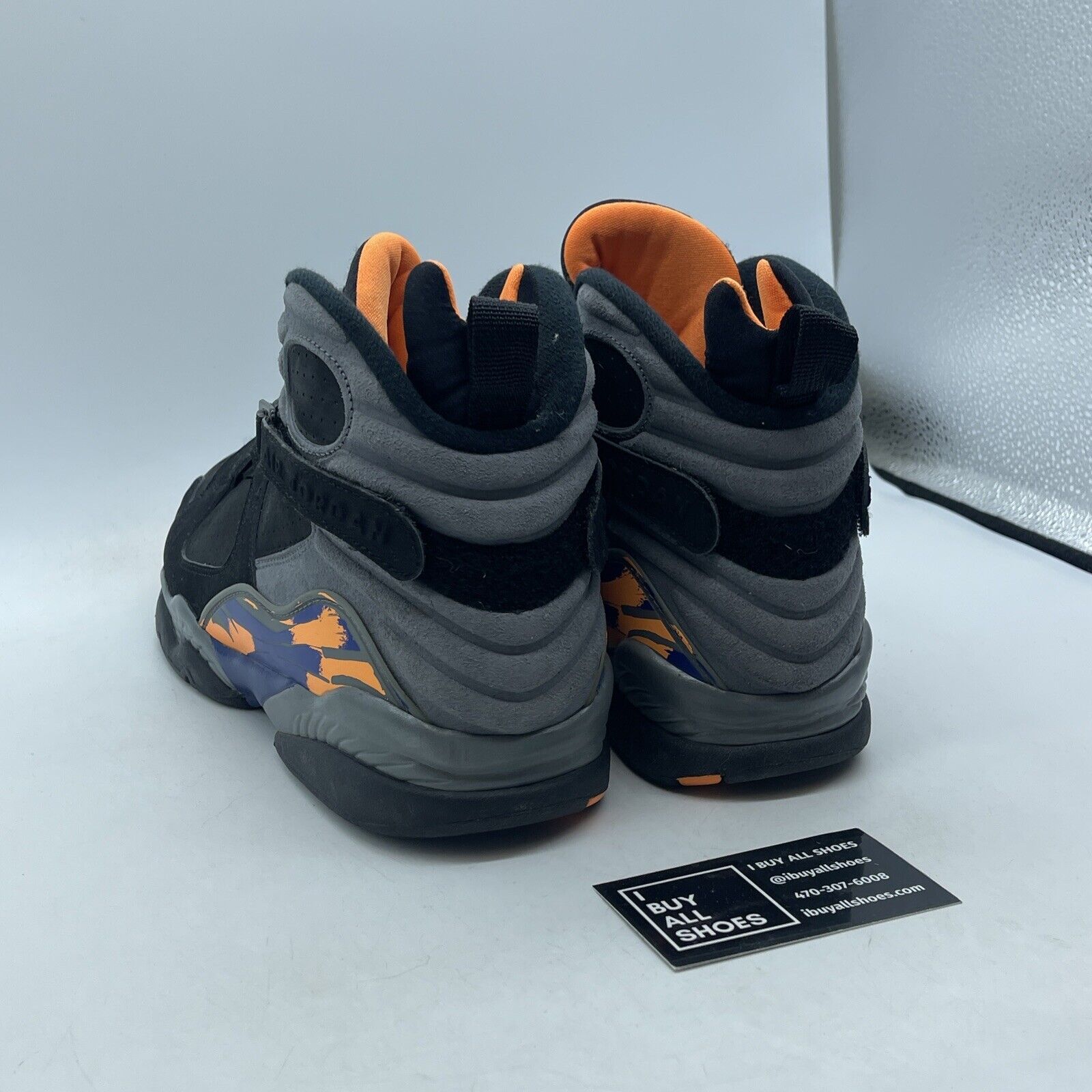 Size 10.5 - Air Jordan 8 Retro Phoenix Suns Black Grey Suede (305381-043)