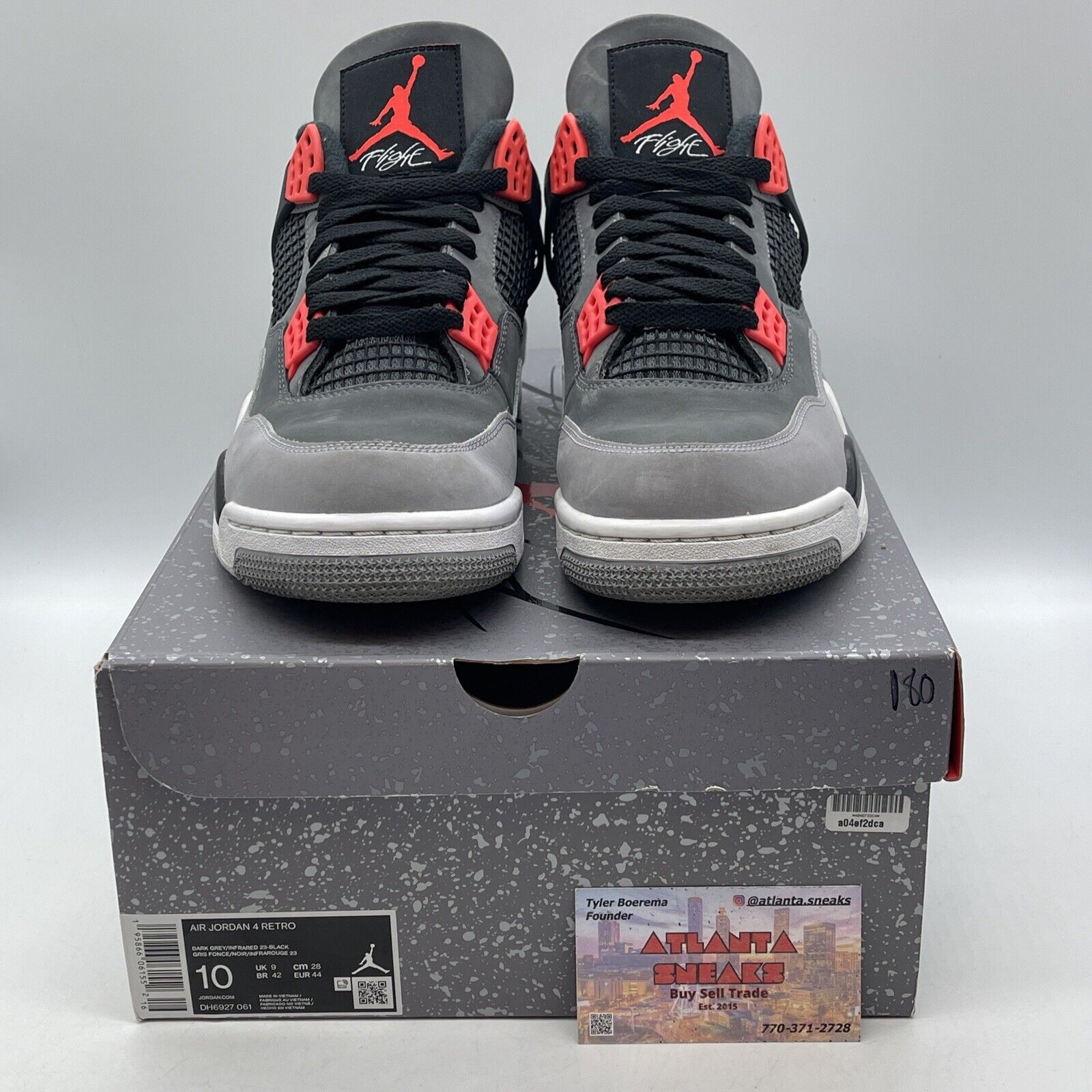 Size 10 - Jordan 4 Retro Mid Infrared Black Leather Grey Suede (DH6927-061)