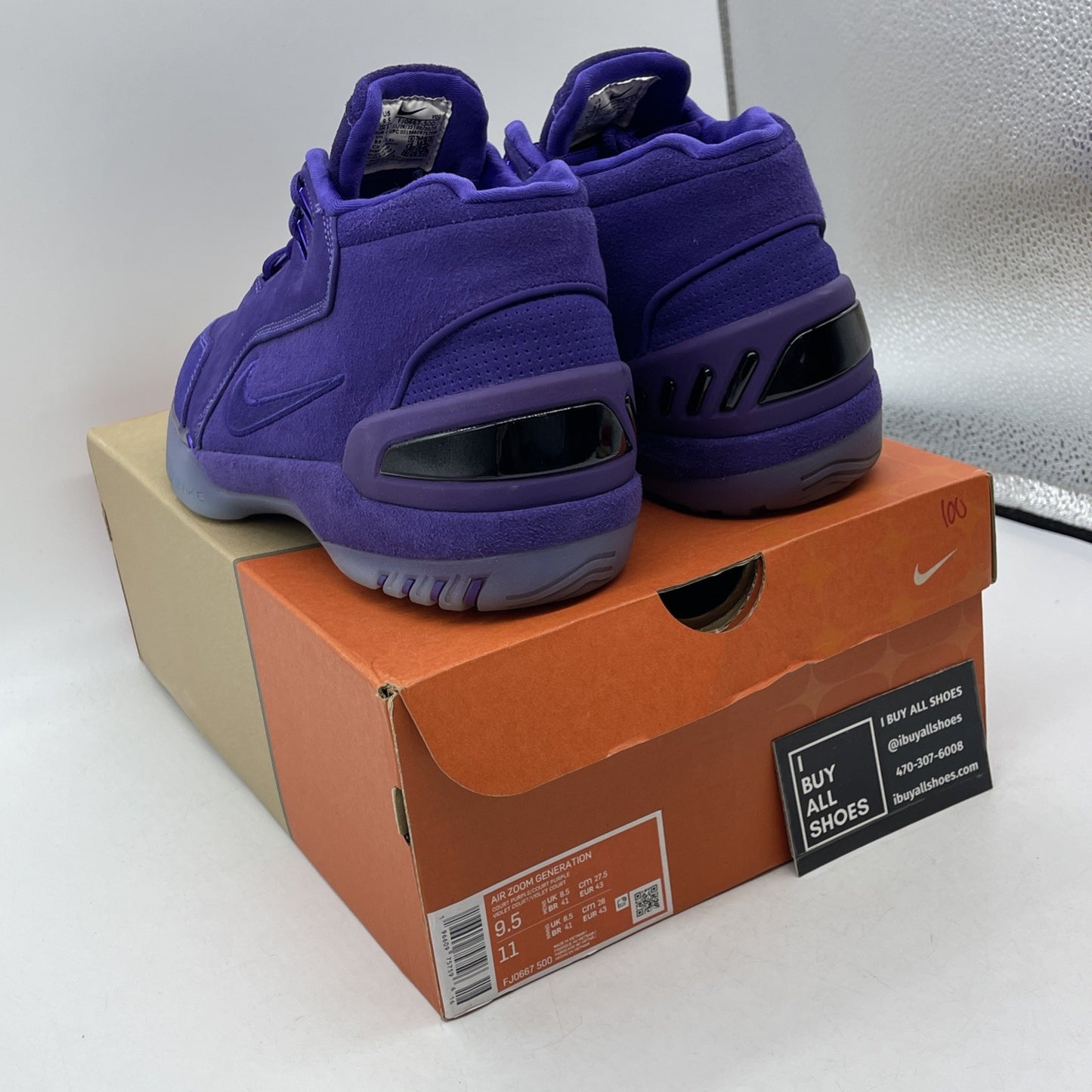 Size 9.5 - Nike Air Zoom Generation Shoes Mid Court Purple (FJ0667-500)