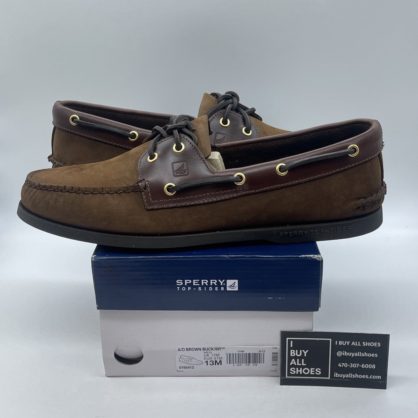 Size 13 - Sperry A/O 2-EYE LEATHER Brown Suede (0195412)