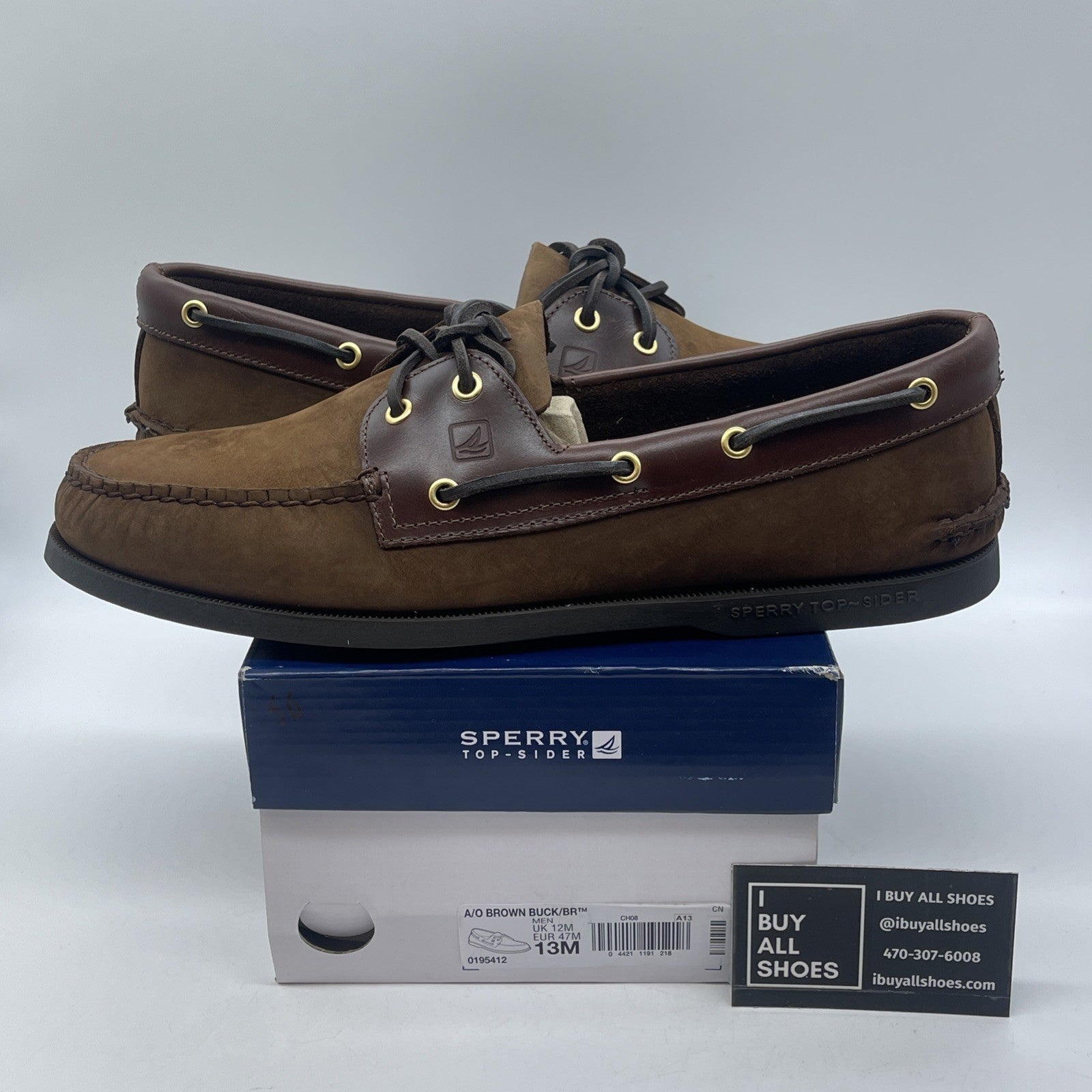Size 13 - Sperry A/O 2-EYE LEATHER Brown Suede (0195412)