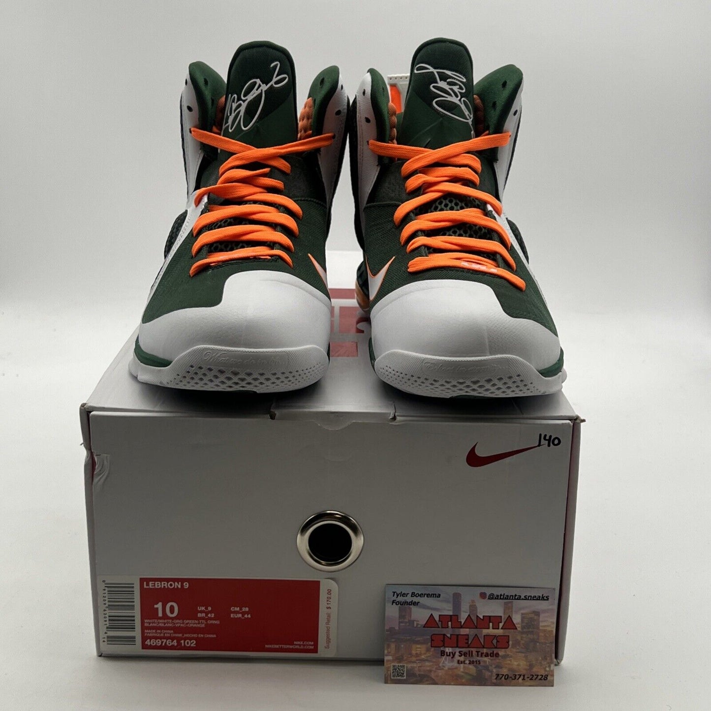 Size 10 - Nike LeBron 9 Miami Hurricanes (469764-102)