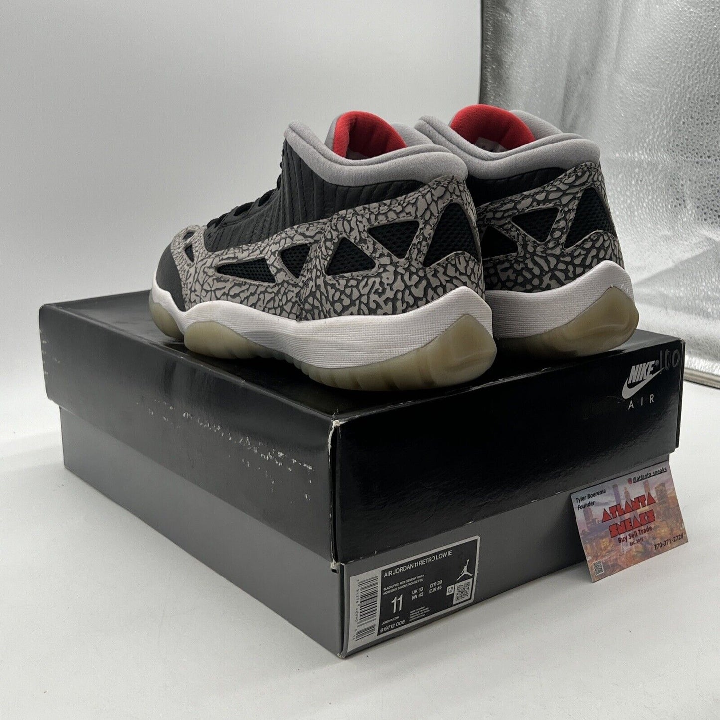 Size 11 - Air Jordan 11 Retro IE Low Black Cement White Red (919712-006)