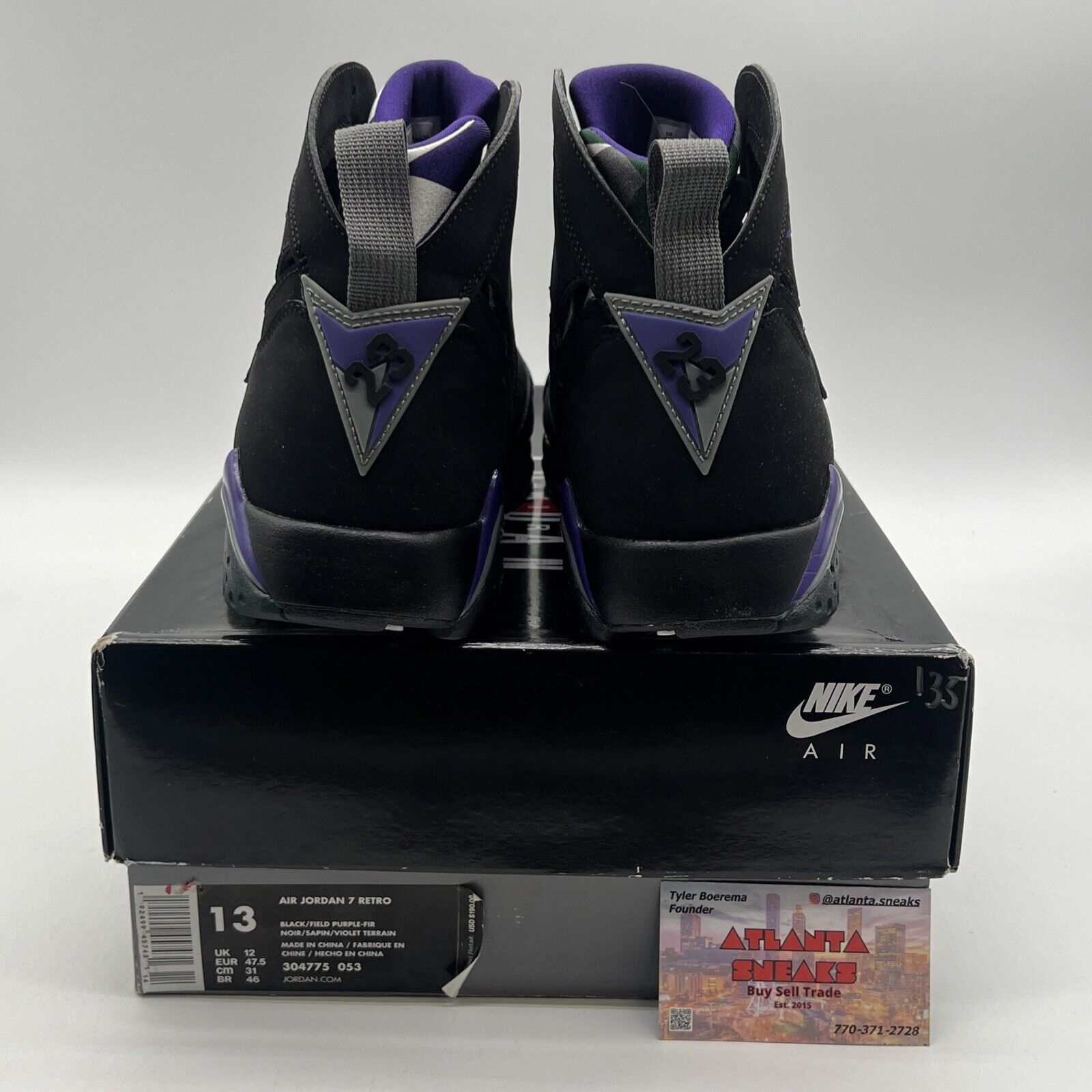 Size 13 - Air Jordan 7 Retro PE Ray Allen Black Purple Suede (304775-053)