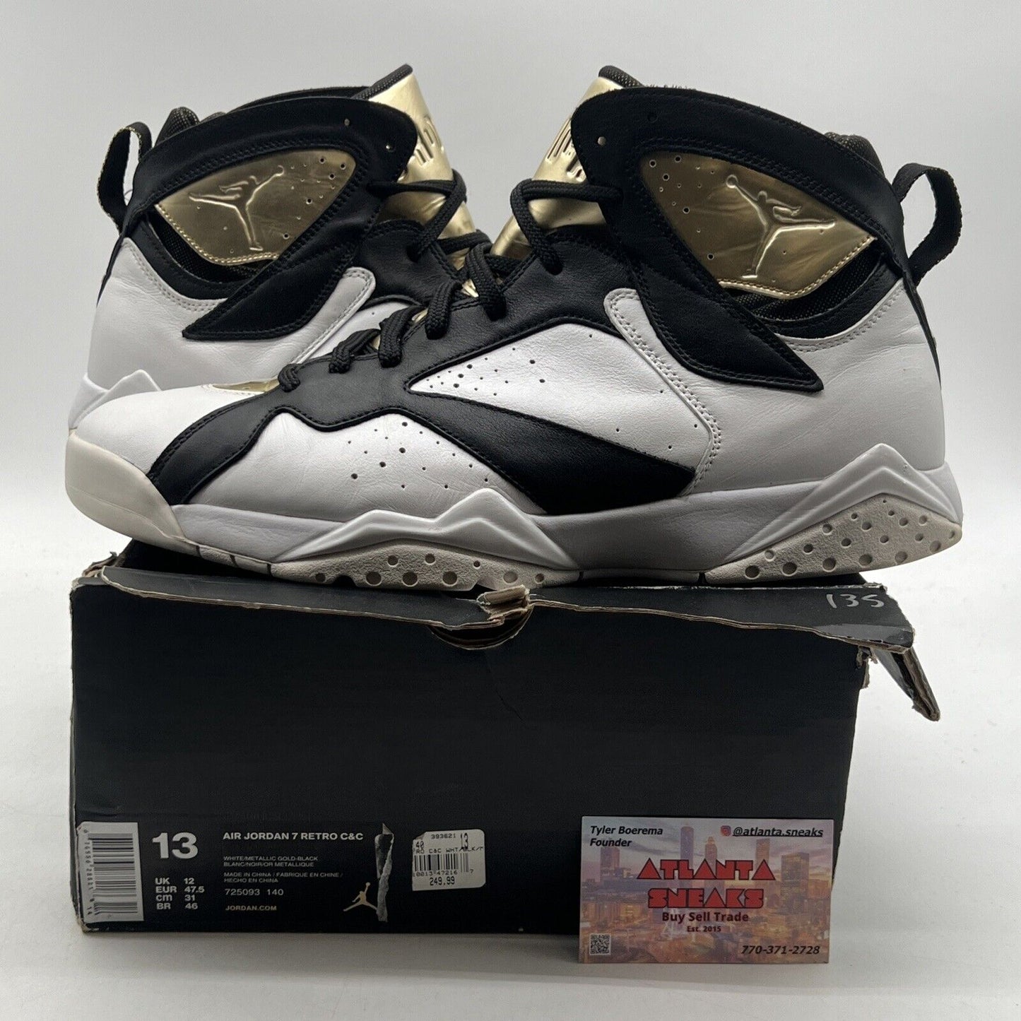 Size 13 - Air Jordan 7 Retro Champagne White Black Gold Leather (725093-140)