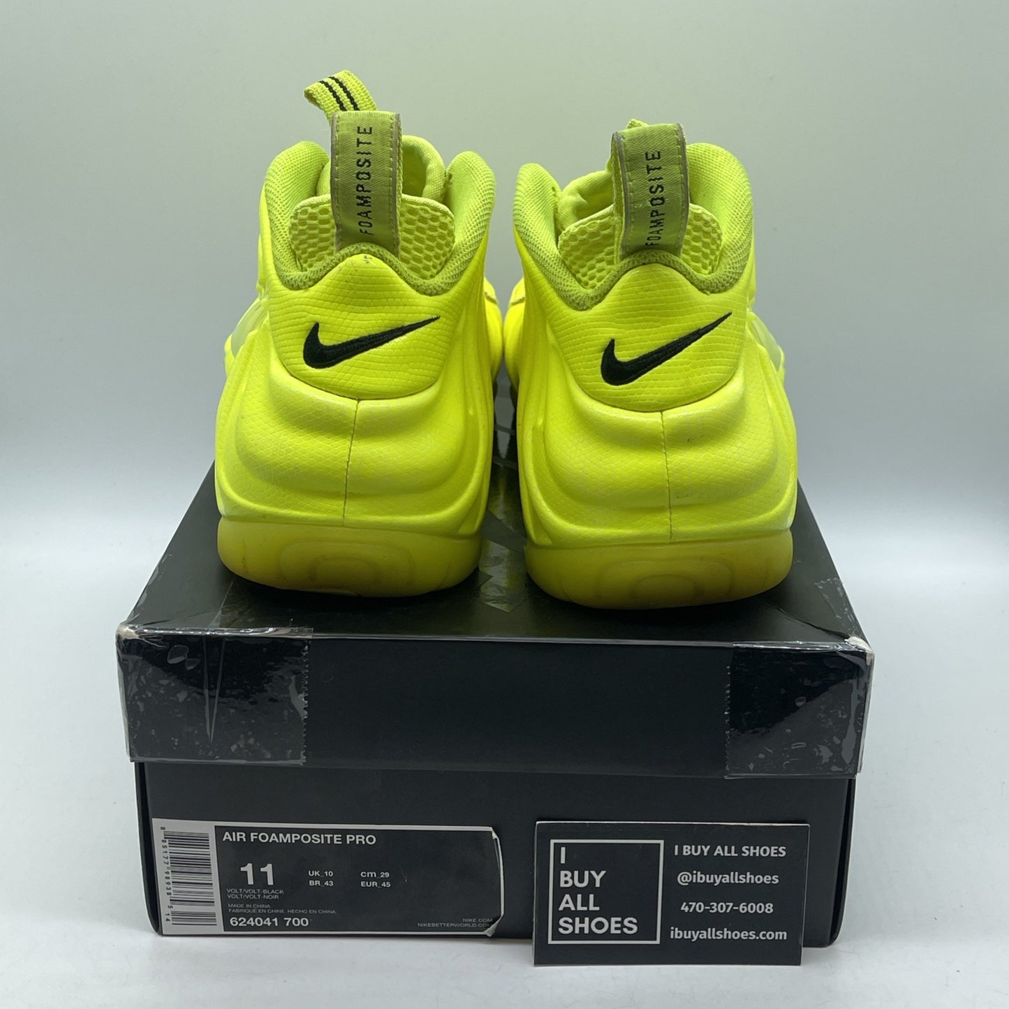 Size 11 - Nike Air Foamposite Pro Volt 2014 Black Leather Suede (624041-700)