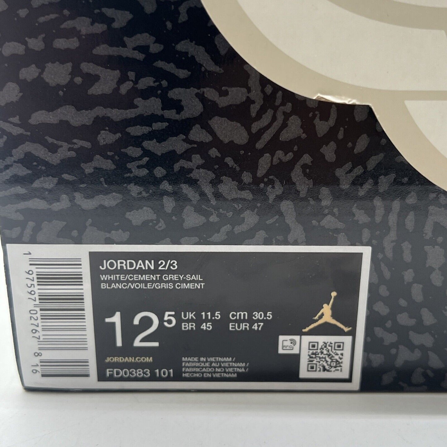 Size 12.5 - Air Jordan 2/3 White Cement (FF0383-101)