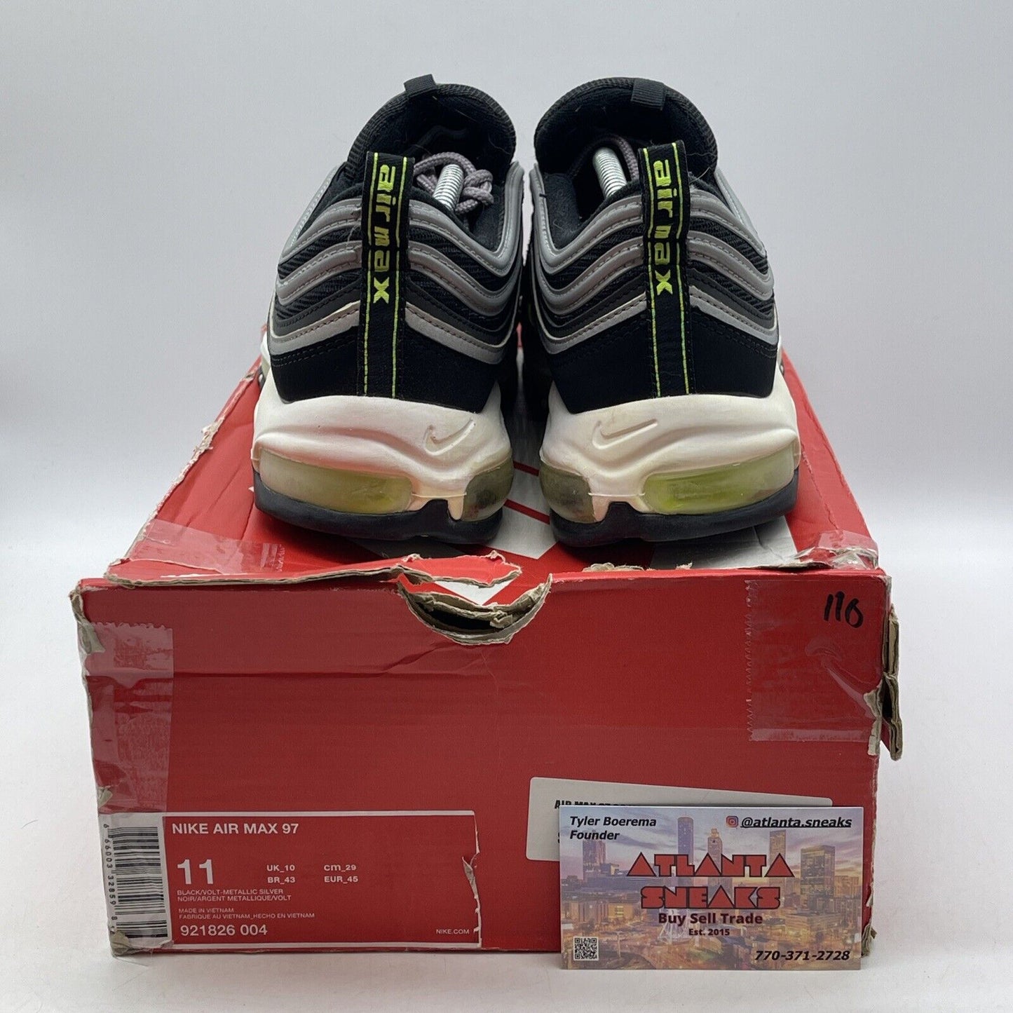 Size 11 - Nike Air Max 97 OG QS Neon Green Black Grey Suede Leather (921826-004)
