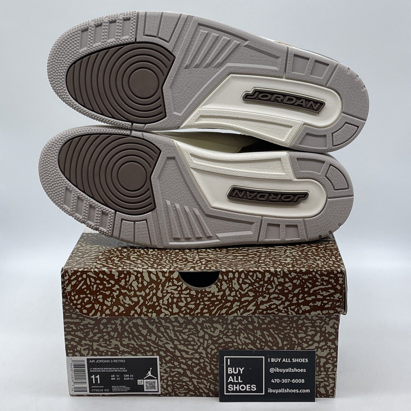 Size 11 - Jordan 3 Retro Low Palomino Brown White Suede Leather (CT8532-102)
