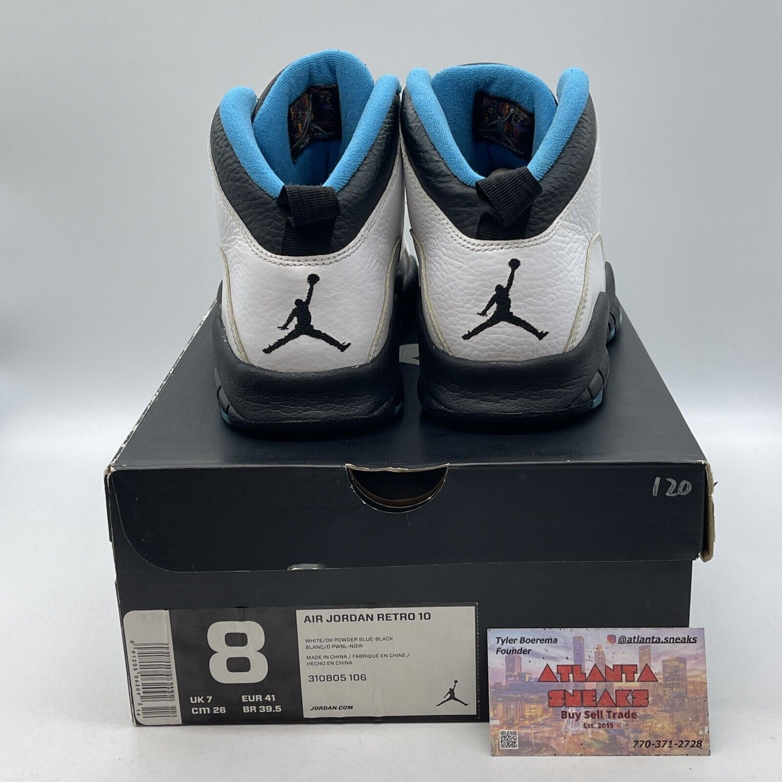 Size 8 - Air Jordan 10 Retro 2014 Powder Blue White Black Leather (310805-106