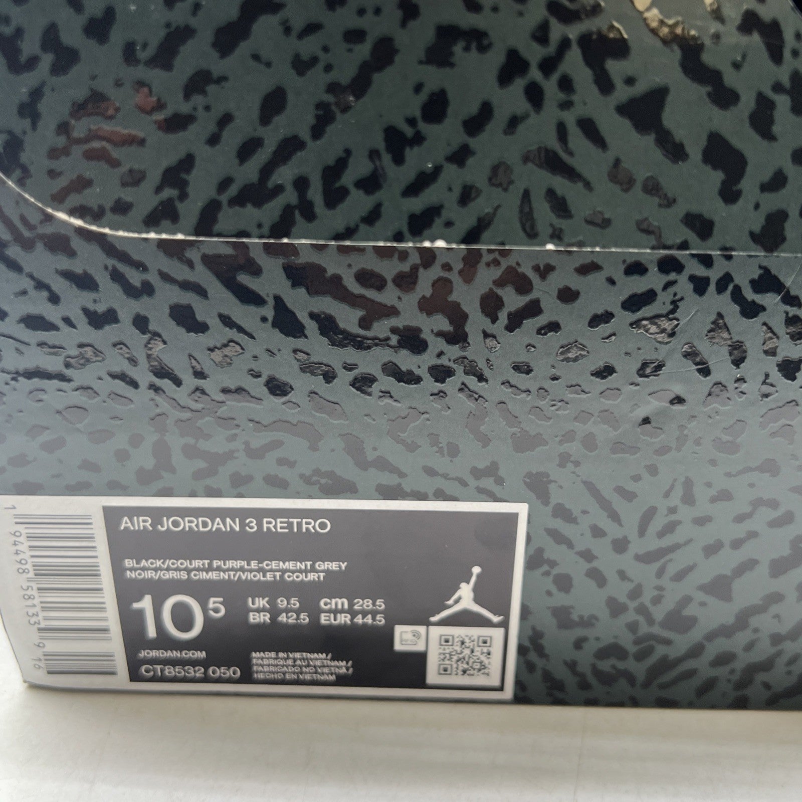 Size 10.5 - Air Jordan 3 Retro Court Purple (CT8532-050)