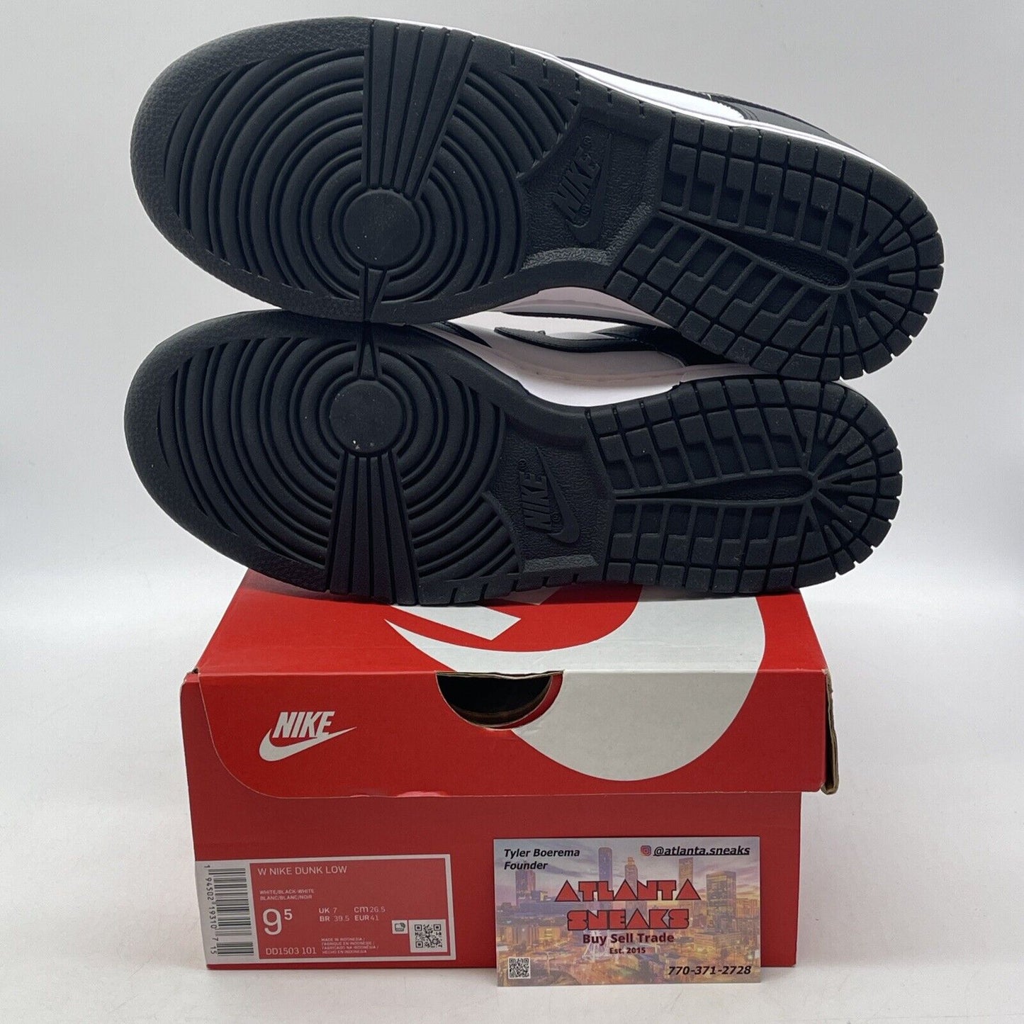 Size 9.5W - Nike Dunk Low Black White Leather (DD1503-101)