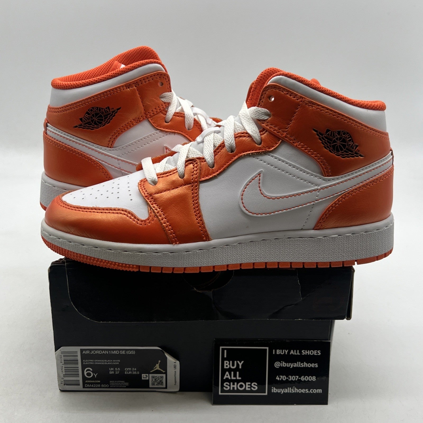 Size 6Y - Air Jordan 1 SE High Electro Orange (DM4228-800)