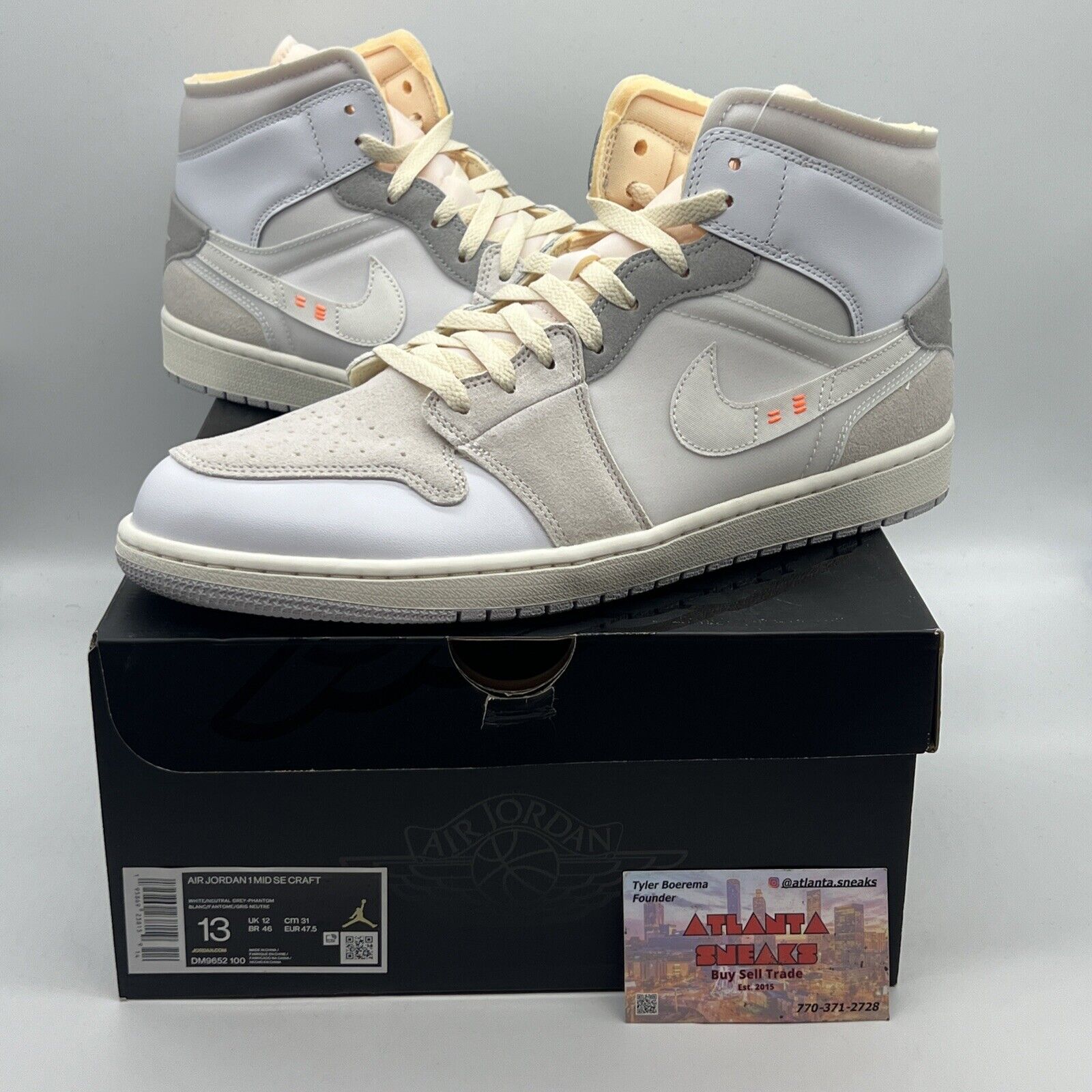 Size 13 - Jordan 1 Mid SE Craft White 2022 Brand  New Og All