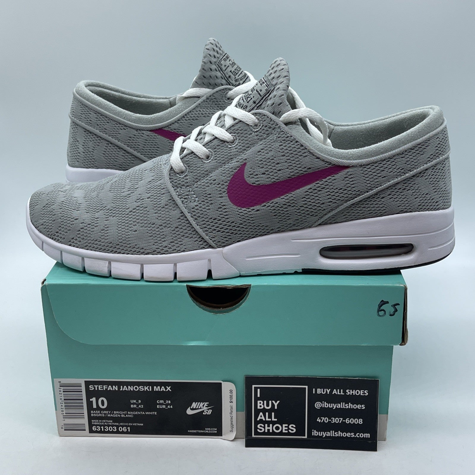 Size 10 - Nike Stefan Janoski Max Gray Purple Suede (631303-061)