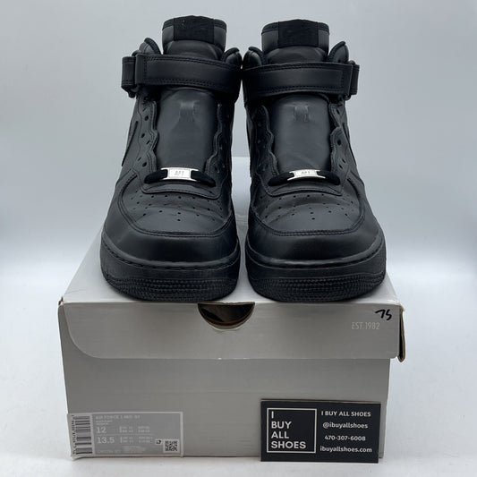 Size 12 - Nike Air Force 1 '07 Mid Triple Black Leather (CW2289-001)