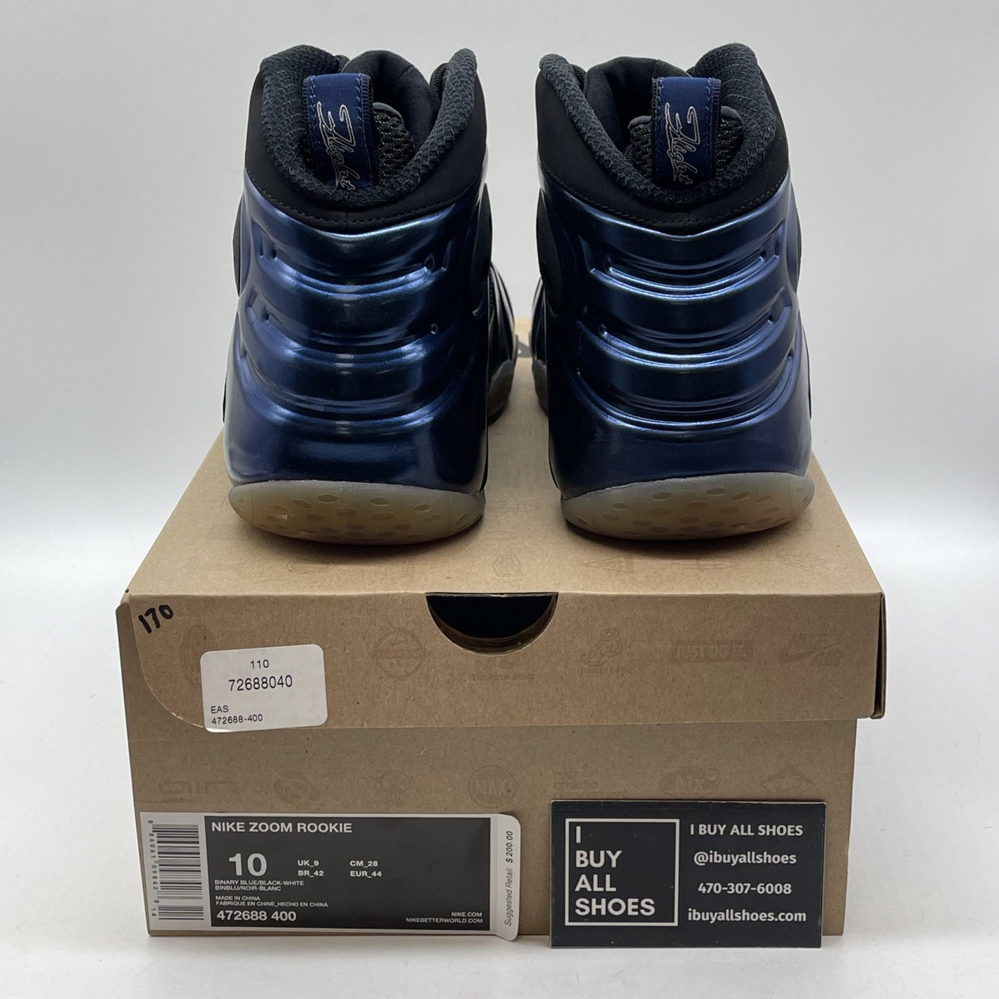 Size 10 - Nike Zoom Rookie Binary Blue Black Leather Suede (472688-400)