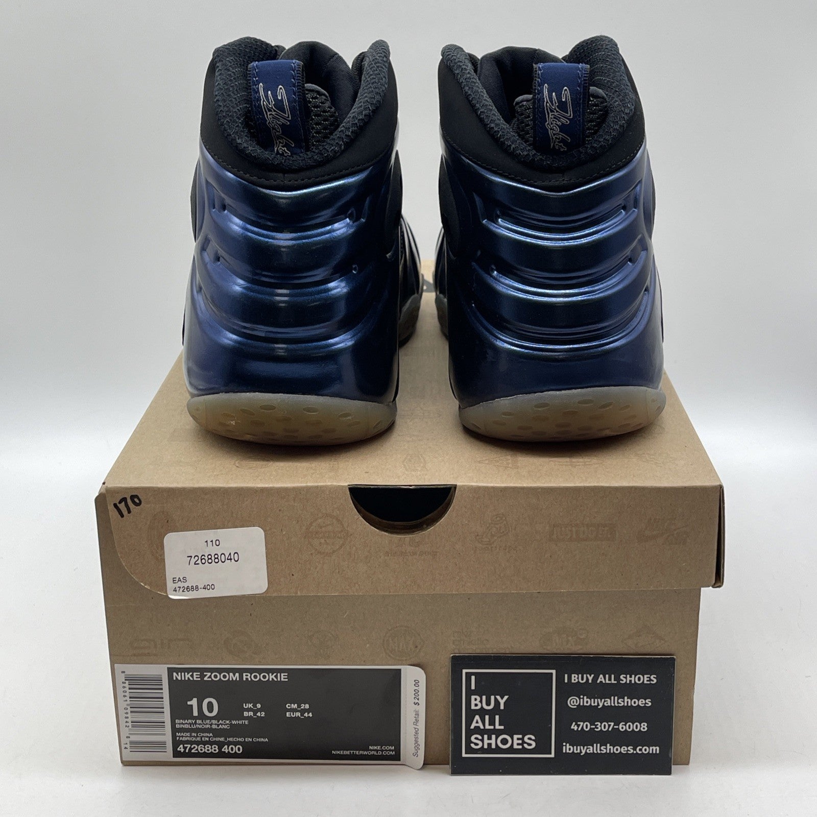 Size 10 - Nike Zoom Rookie Binary Blue Black Leather Suede (472688-400)