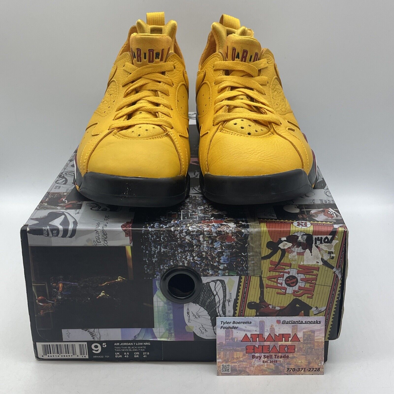 Size 9.5 - Air Jordan 7 Retro NRG Low Taxi Black Yellow Leather (AR4422-701)