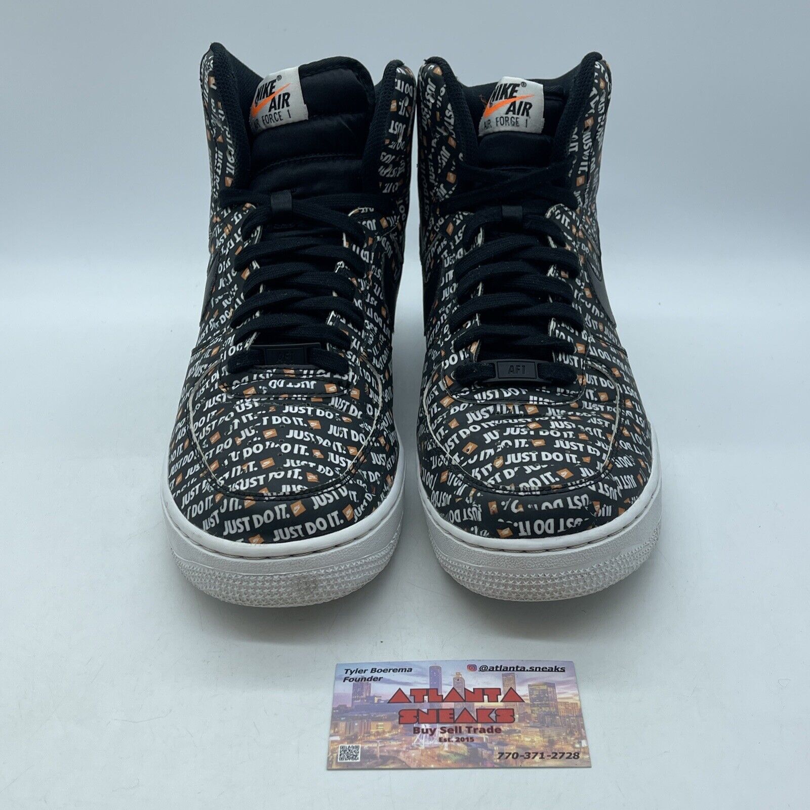 Size 9.5 - Nike Air Force 1 '07 LV8 High Just Do It Black White (AQ9648-001)