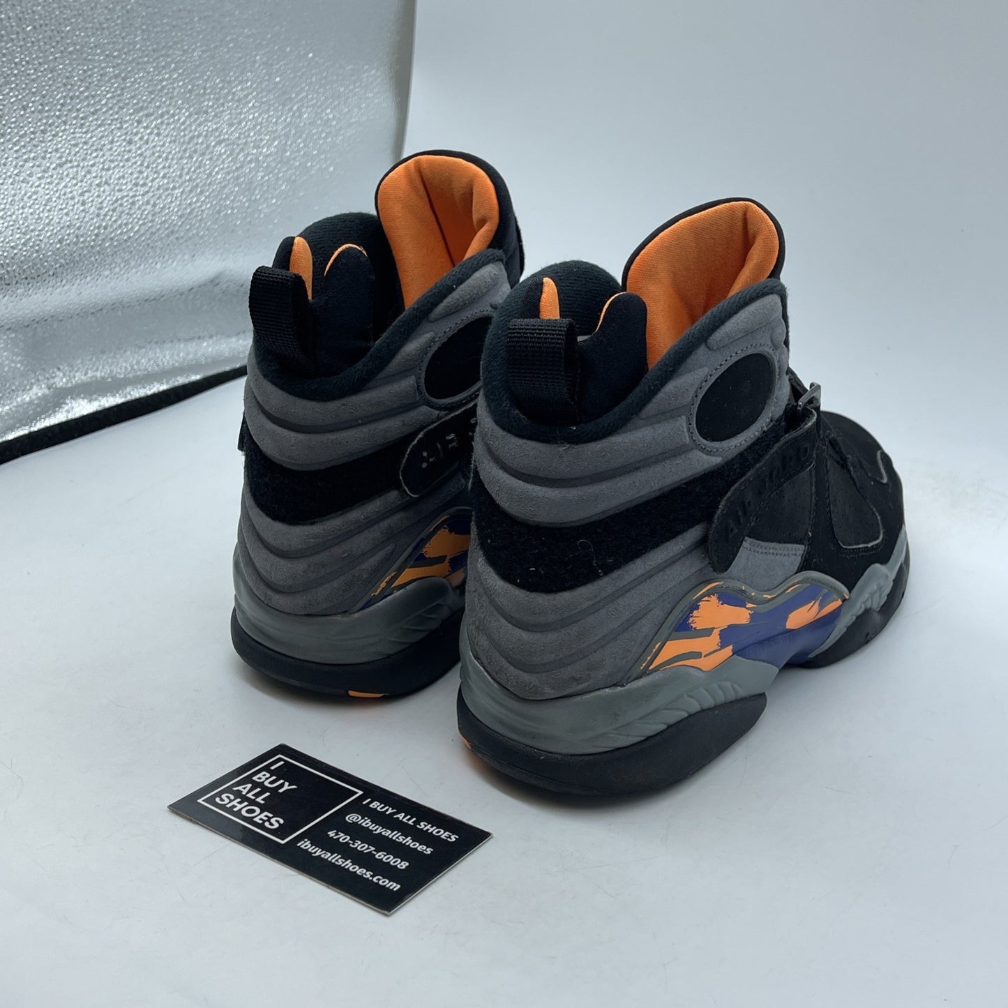 Size 9 - Air Jordan 8 Retro Phoenix Suns Grey Black Suede (305381-043)