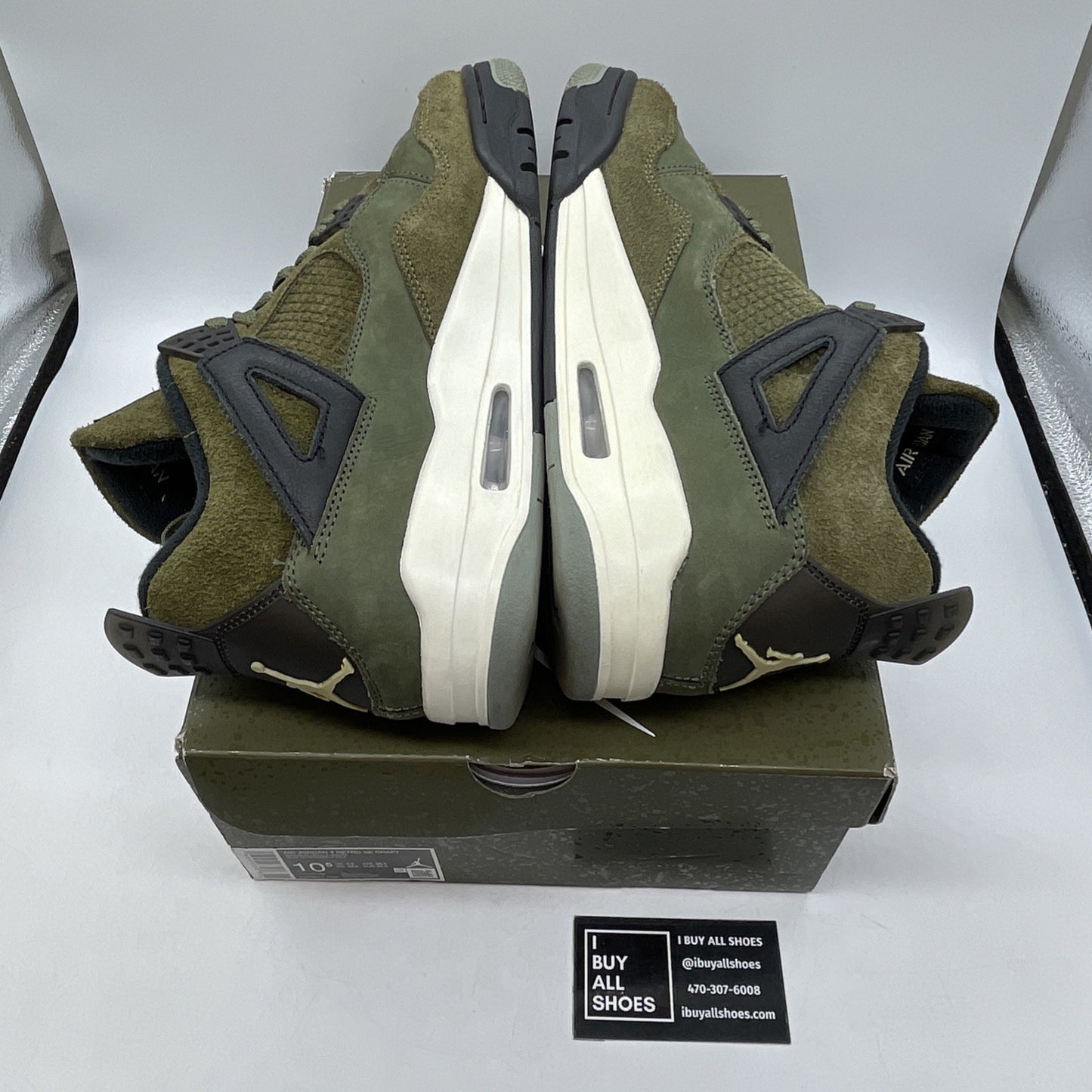 Size 10.5 - Jordan 4 SE Retro Low Craft Olive Black Suede Leather (FB9927-200)