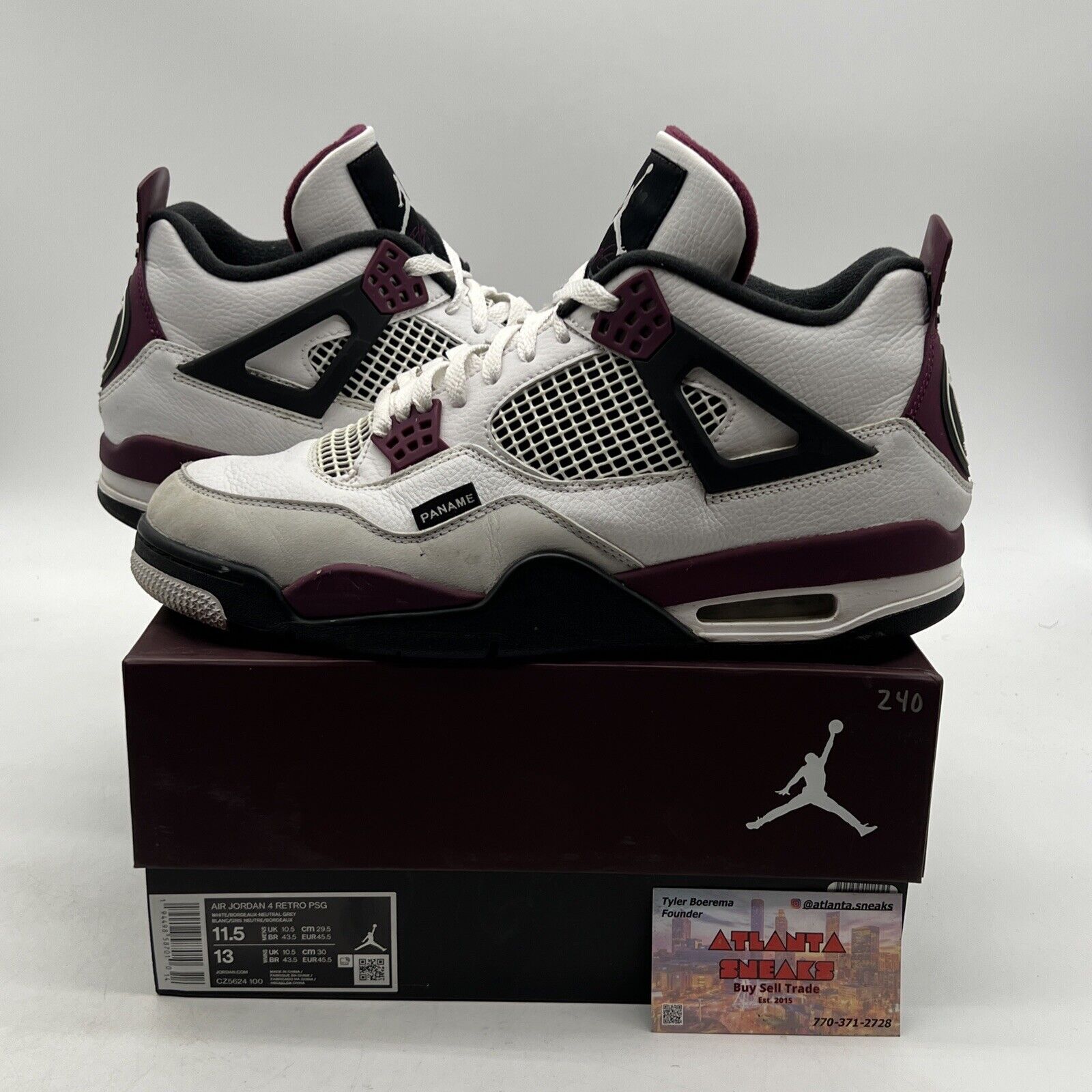 Size 11.5 - Jordan 4 Retro x Paris Saint-Germain Bordeaux 2020 (CZ5624-100)