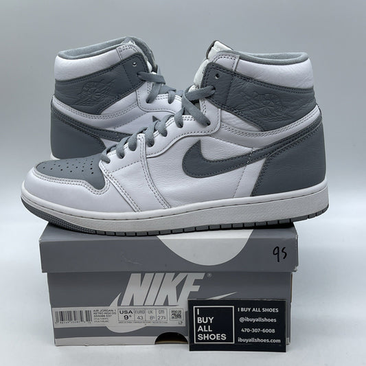 Size 9.5 - Jordan 1 Retro High OG Stealth Grey White Leather (555088-037)
