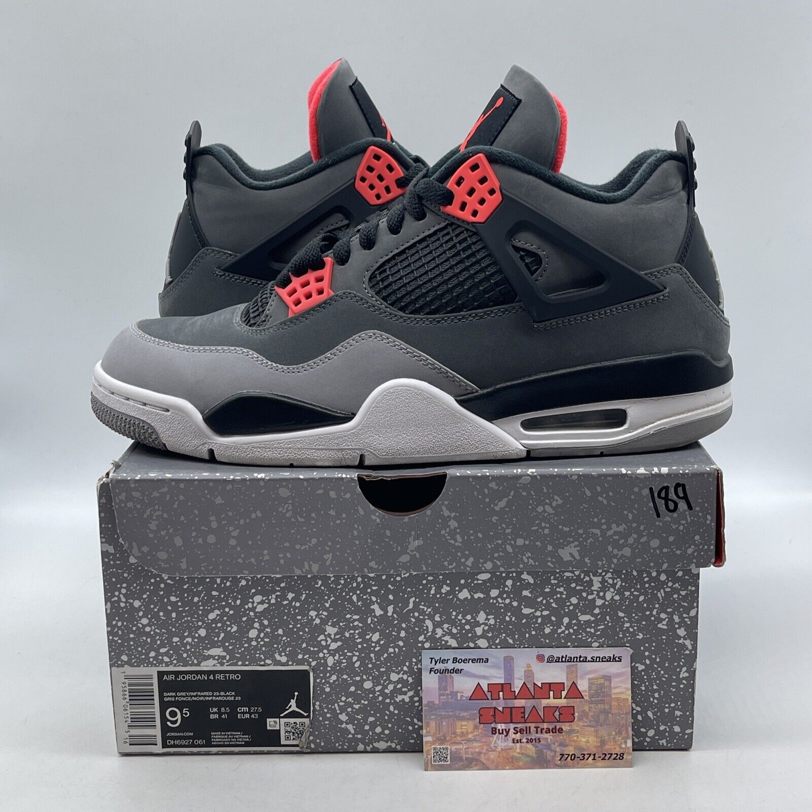 Size 9.5 - Jordan 4 Retro Mid Infrared Black Gray White (DH6927-061)