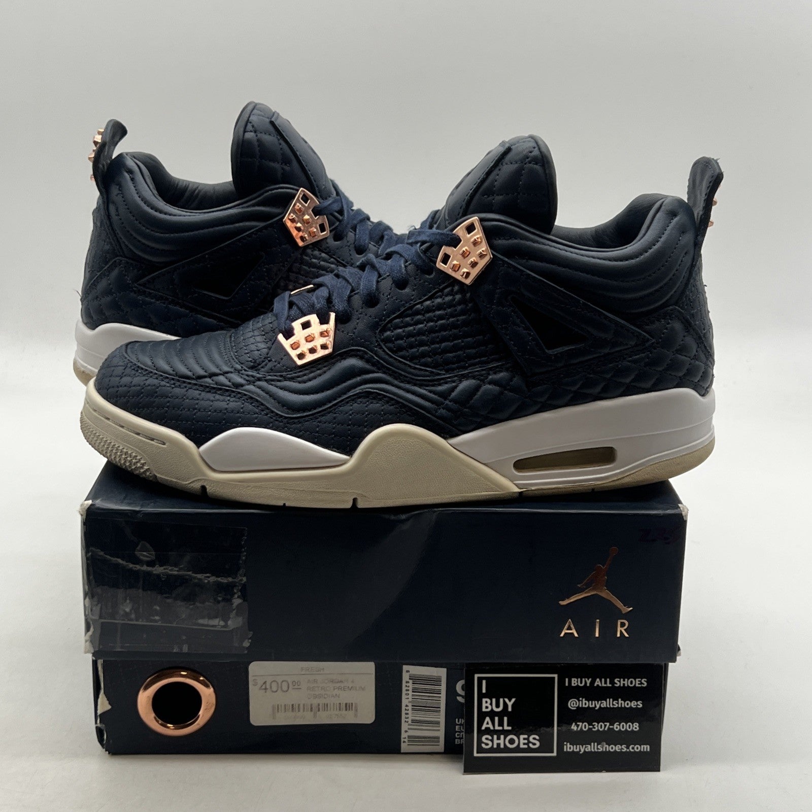 Size 9.5 - Air Jordan 4 Retro Premium Obsidian (819139-402)