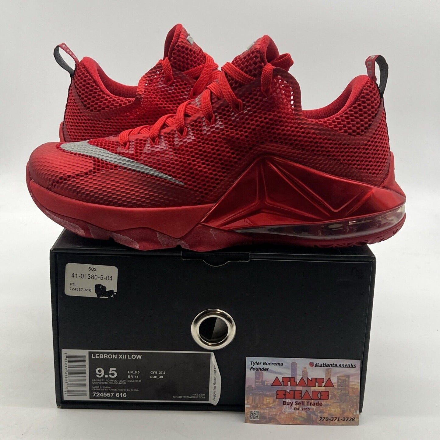 Size 9.5 - Nike LeBron 12 Low University Red (724557-616)