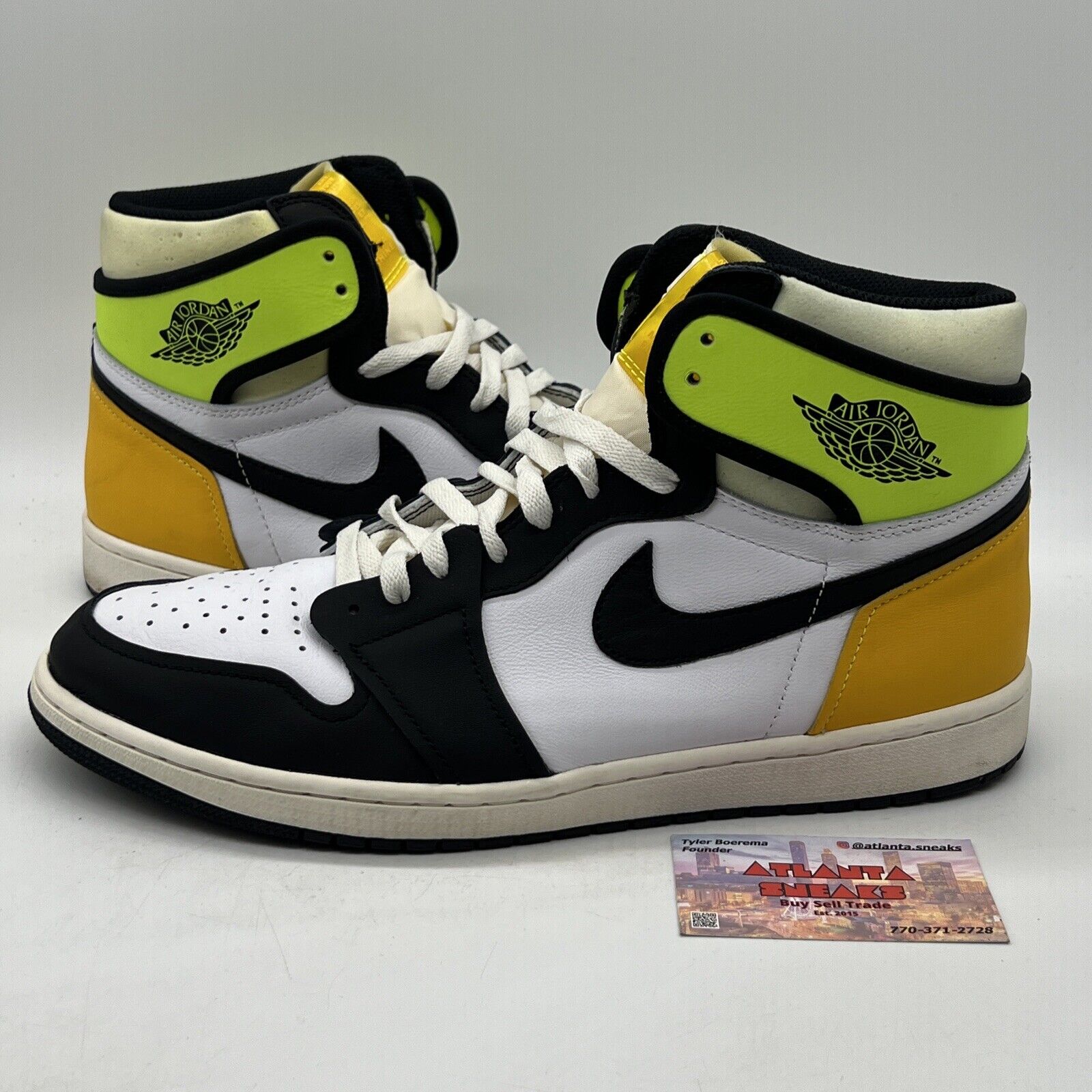 Size 13 - Jordan 1 Retro High OG Volt White Black Yellow (555088-118)