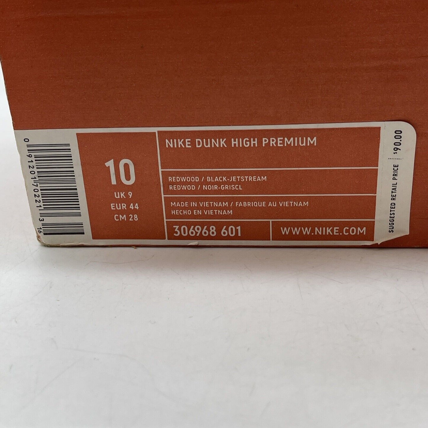 Size 10 - Nike Dunk Premium High Red grey Burgundy Leather Suede (306968-601)