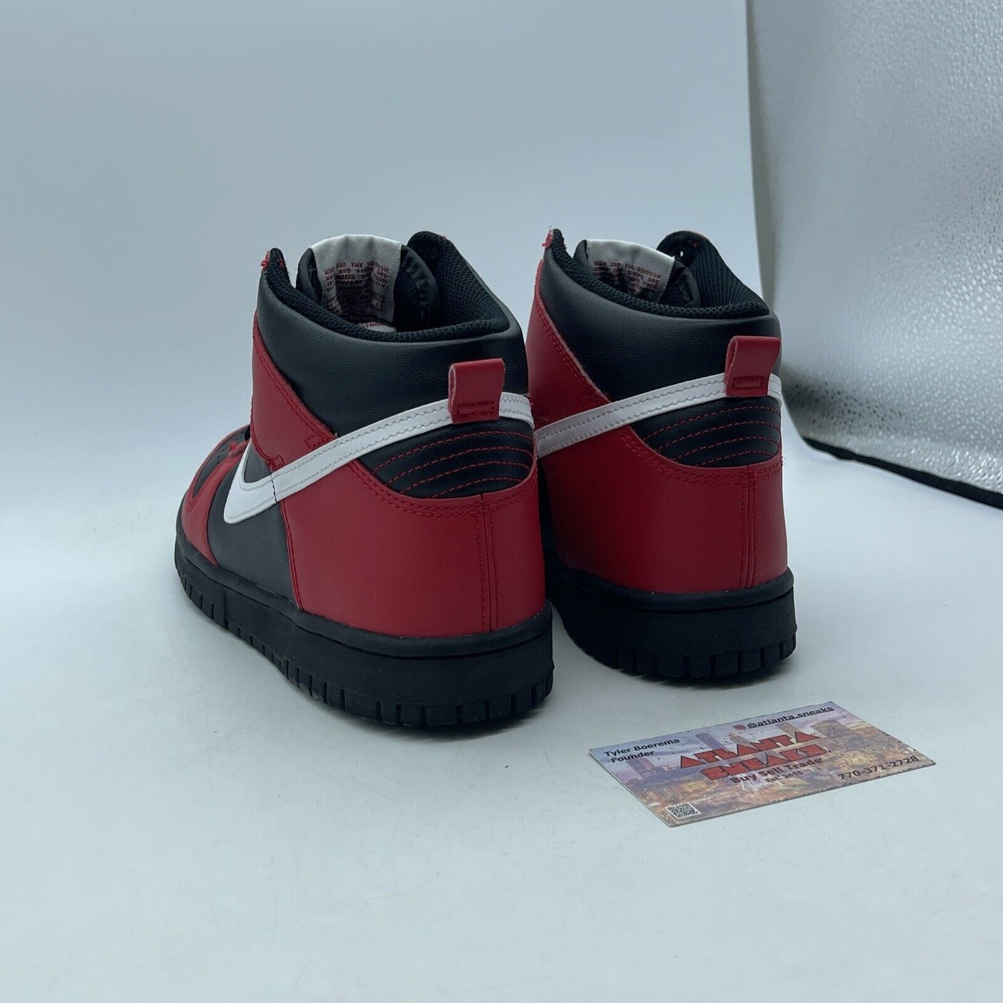 Size 7Y - Dunk High Black University Red Black White Leather (DB2179-003)