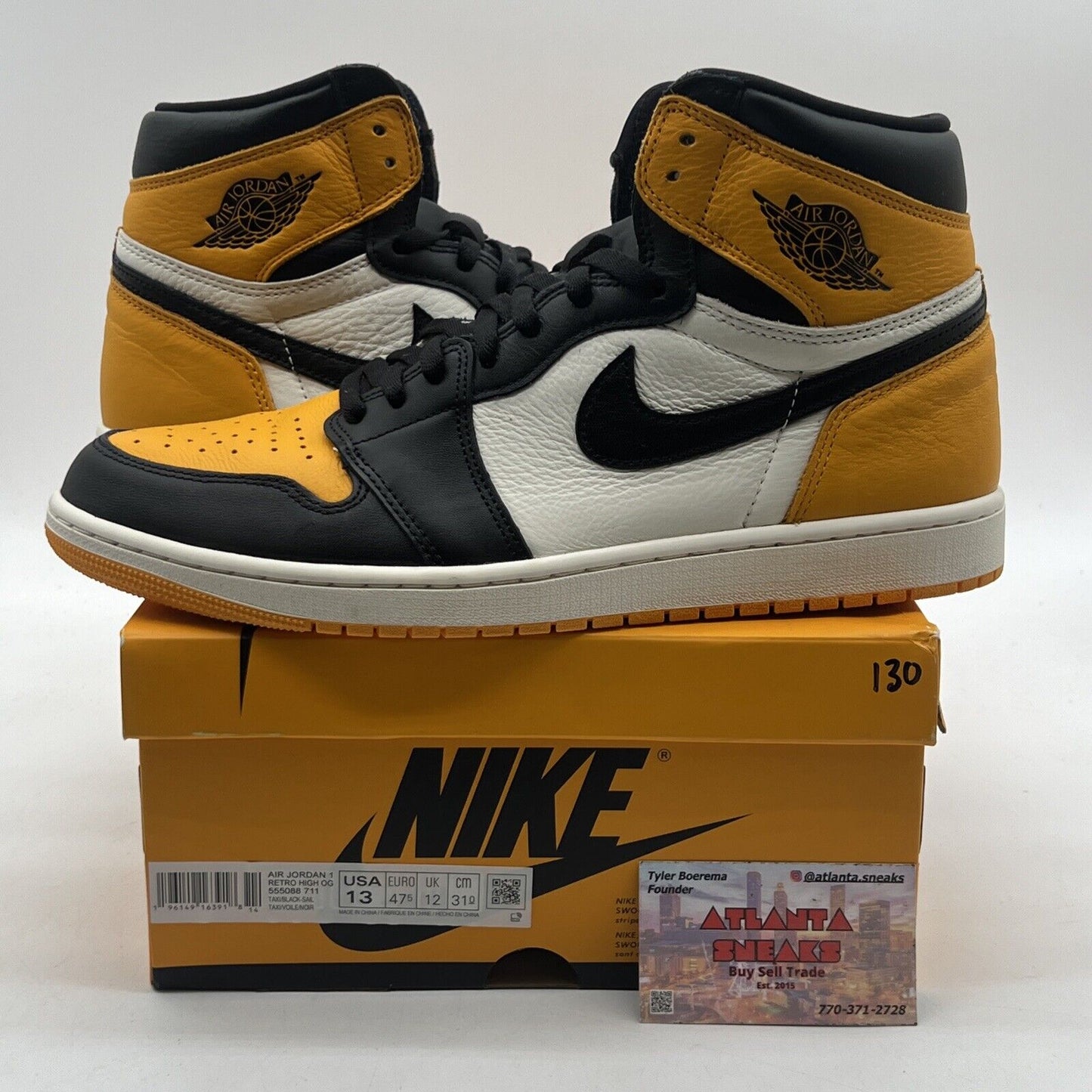 Size 13 - Jordan 1 Retro OG High Yellow Toe Black White Leather (555088-711)